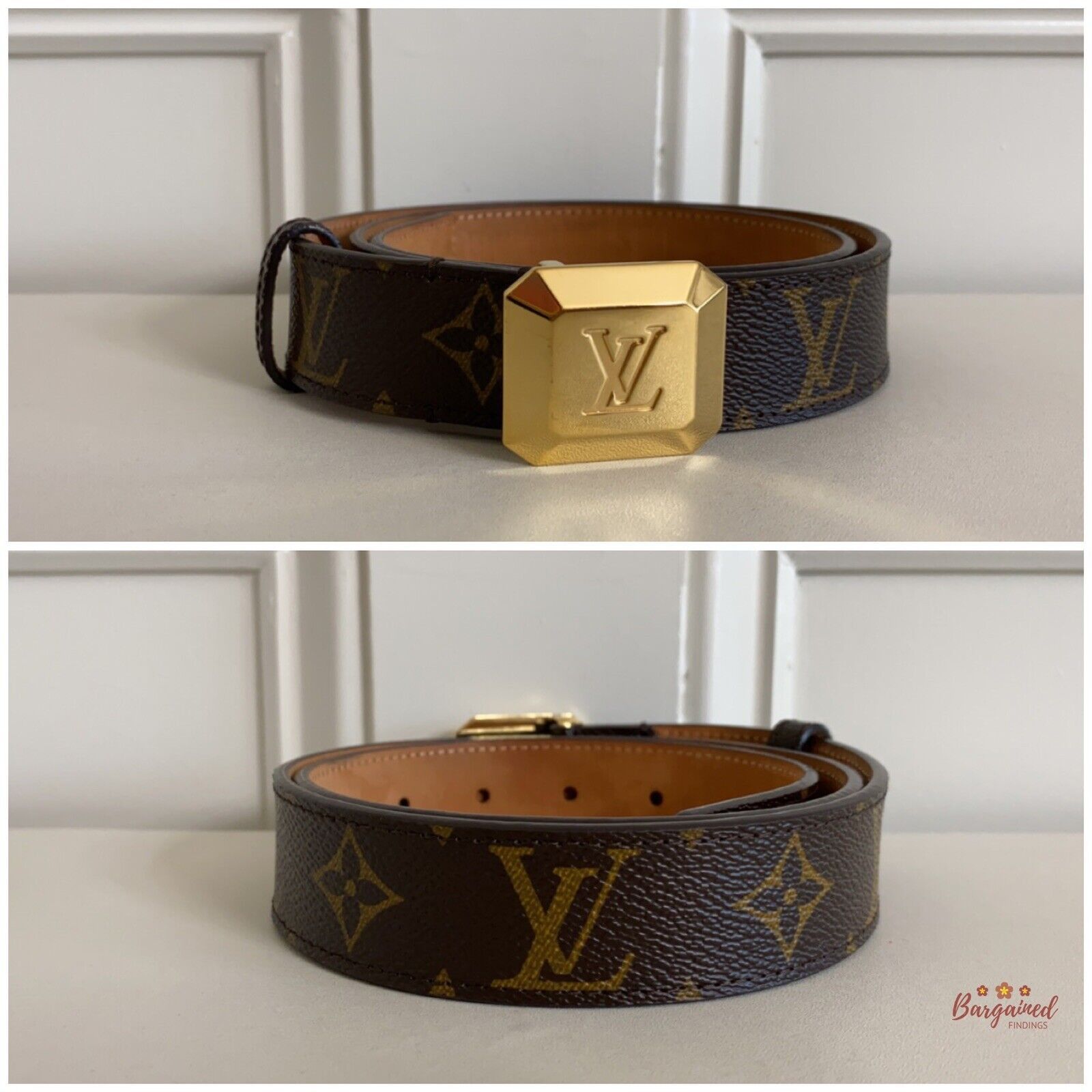 Louis Vuitton Louis Vuitton Monogram Canvas Cabochon Gold Logo Buckle Size 28 - 8 Thumbnail