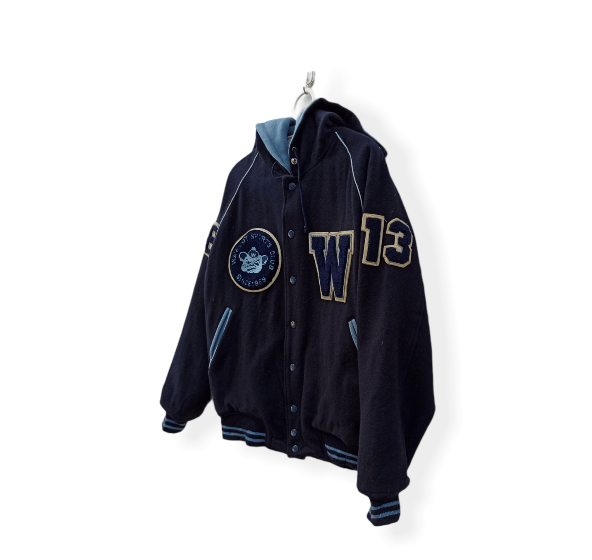 Japanese Brand × Vintage Vintage Way-Out Sport Club Wool Hooded Varsity Jacket Size US L / EU 52-54 / 3 - 4 Thumbnail