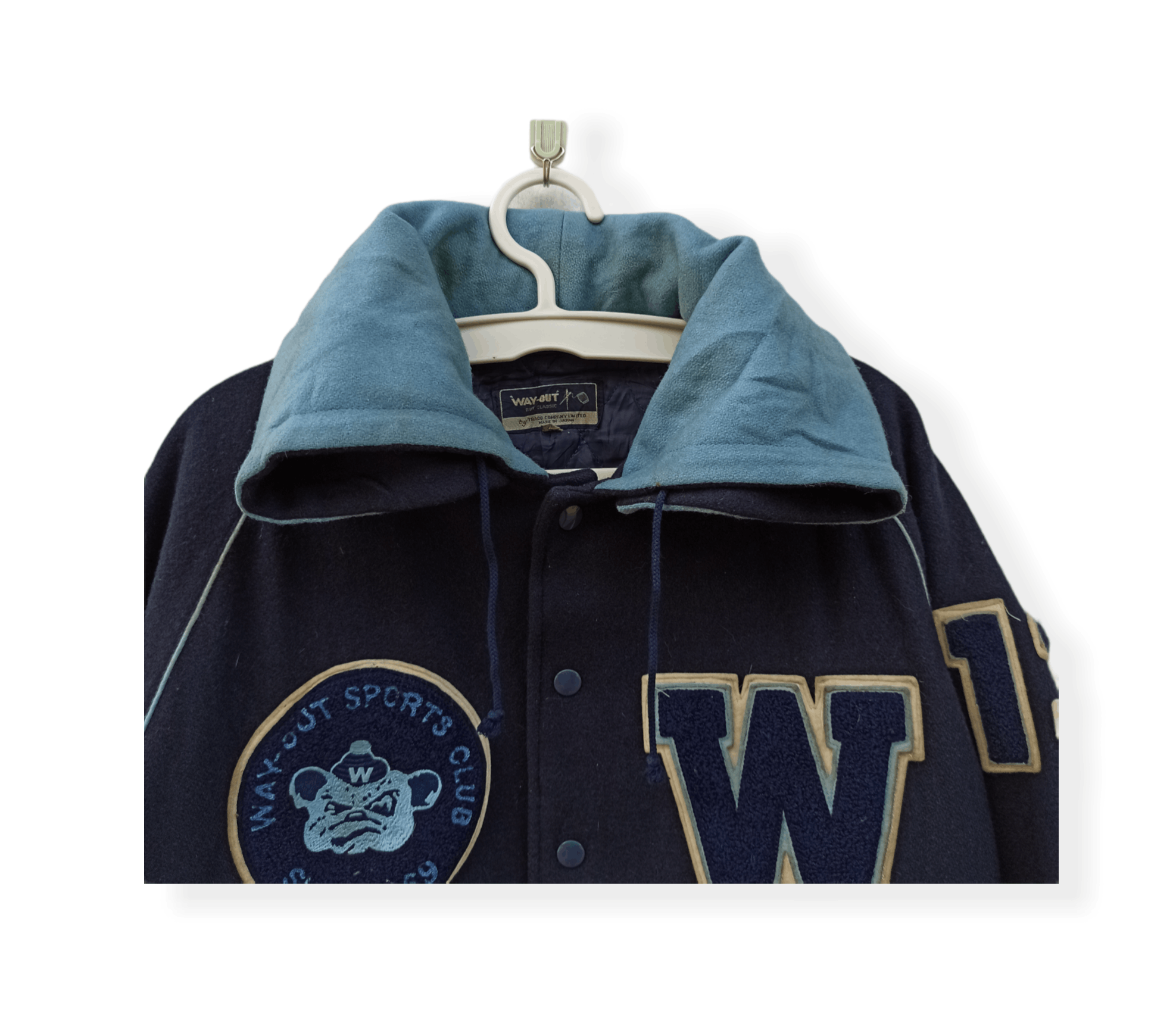 Japanese Brand × Vintage Vintage Way-Out Sport Club Wool Hooded Varsity Jacket Size US L / EU 52-54 / 3 - 5 Thumbnail