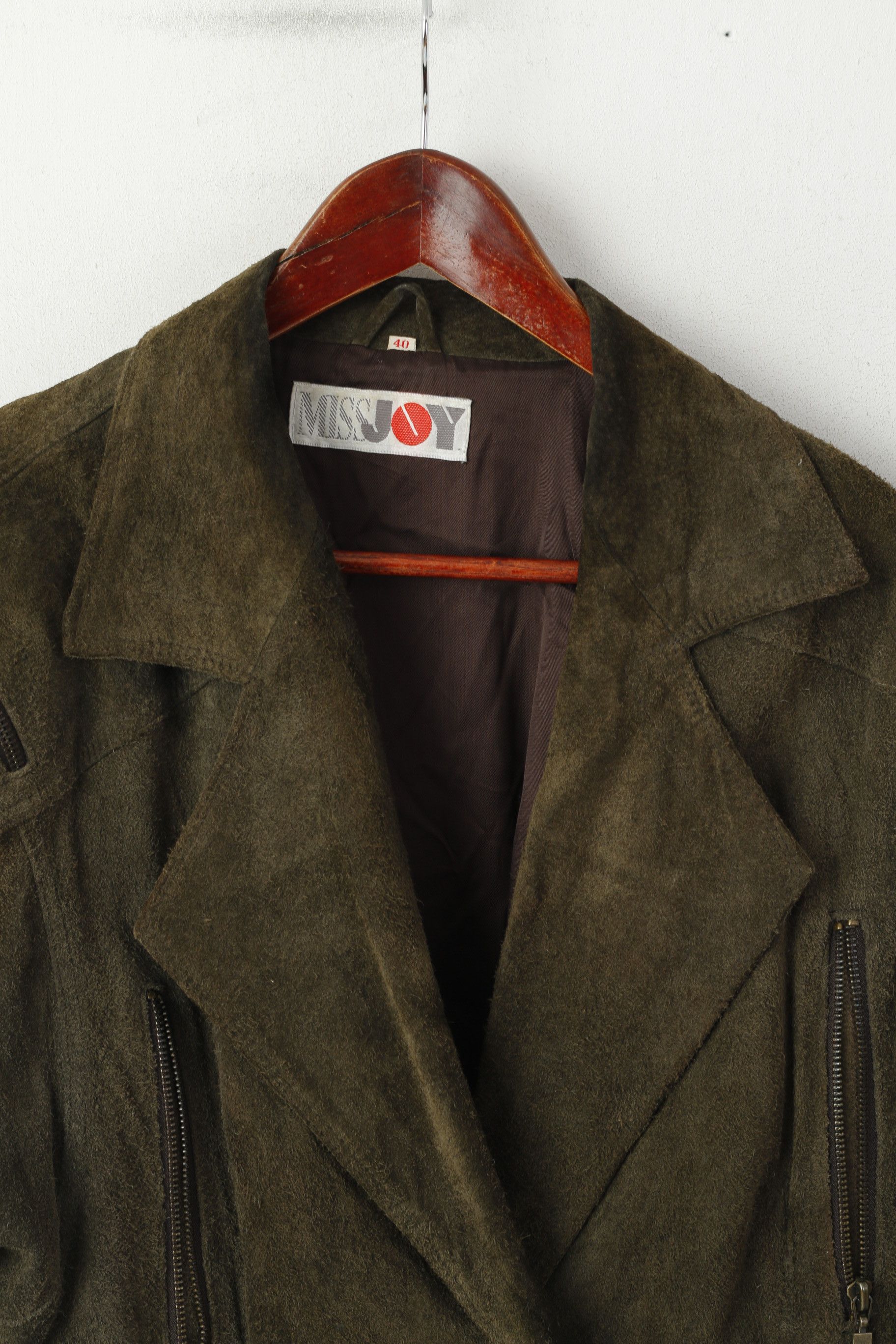 Vintage Miss Joy Women 40 Jacket Vintage Green Leather 6528 Size M / US 6-8 / IT 42-44 - 3 Thumbnail
