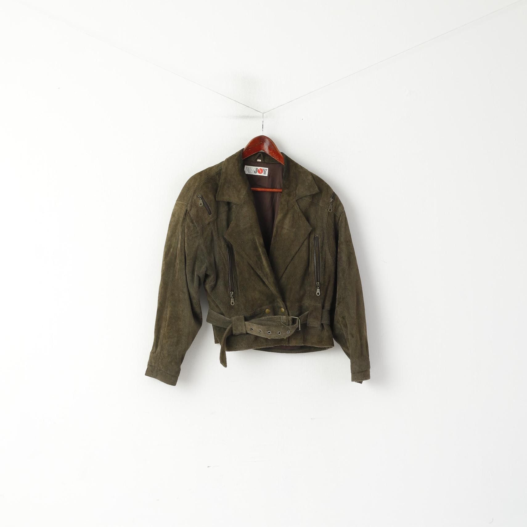 Vintage Miss Joy Women 40 Jacket Vintage Green Leather 6528 Size M / US 6-8 / IT 42-44 - 2 Thumbnail