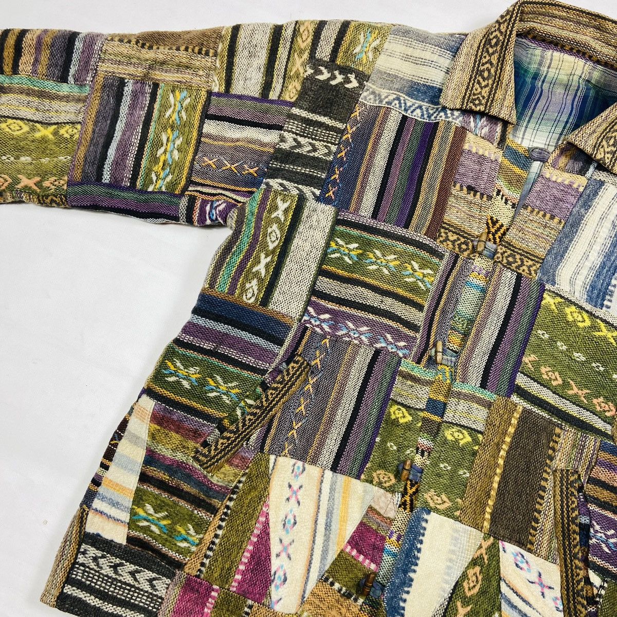 Handmade 1980s REWORKED ARCHIVE PATCHWORK HEAVY JACKET - № 2118 Size US L / EU 52-54 / 3 - 11 Thumbnail