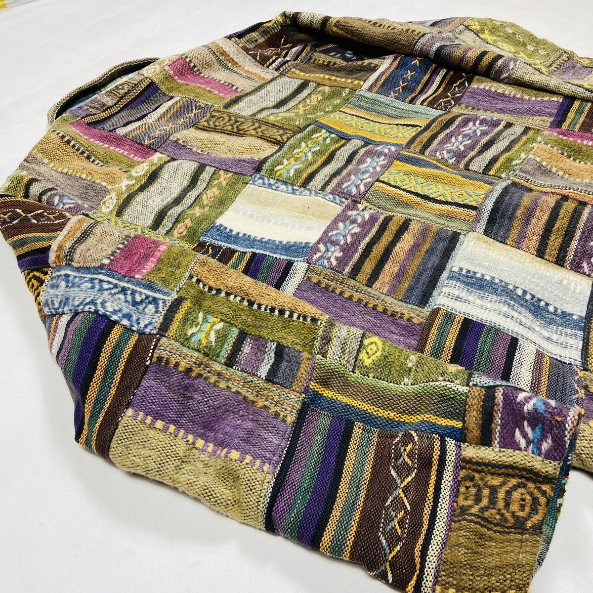 Handmade 1980s REWORKED ARCHIVE PATCHWORK HEAVY JACKET - № 2118 Size US L / EU 52-54 / 3 - 9 Thumbnail