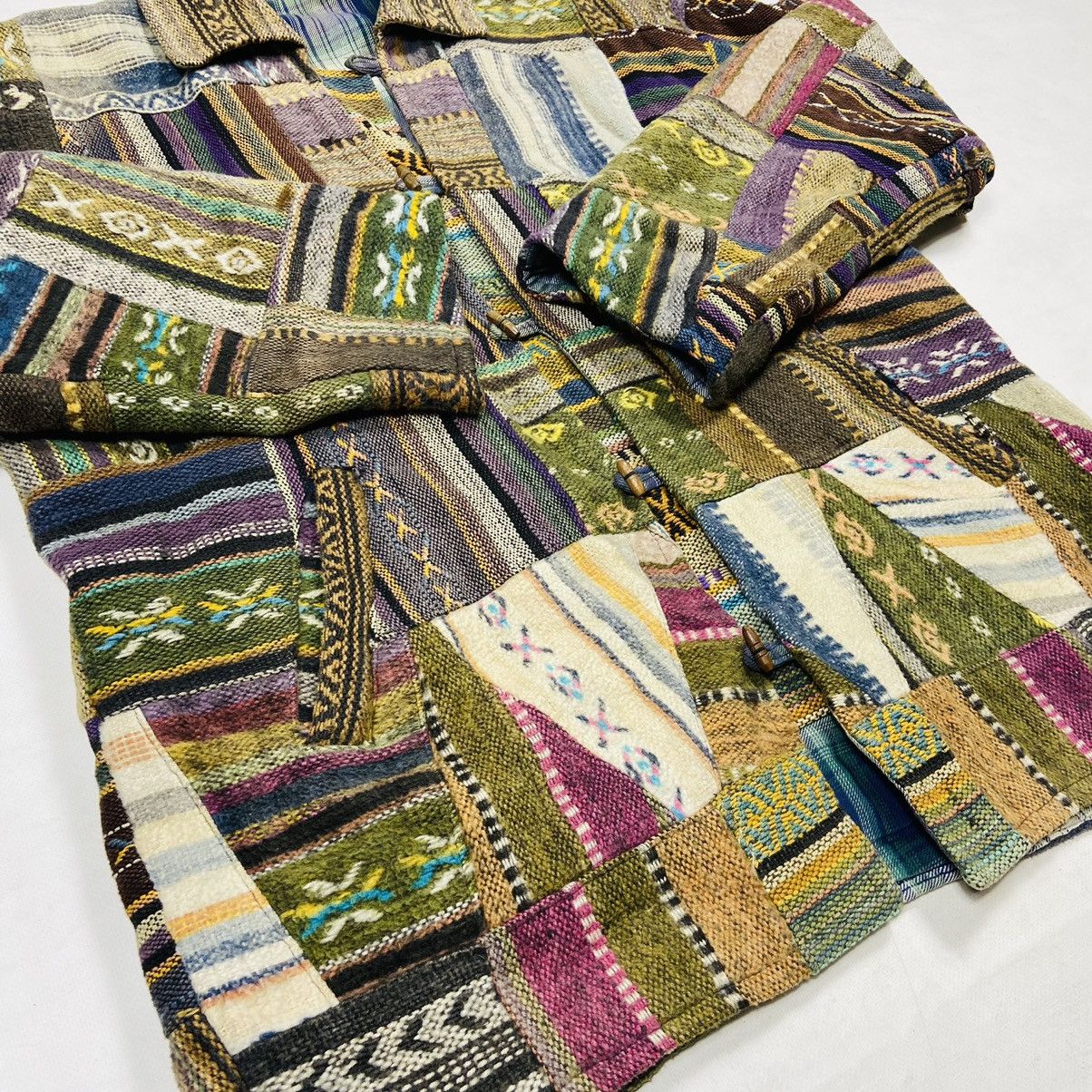 Handmade 1980s REWORKED ARCHIVE PATCHWORK HEAVY JACKET - № 2118 Size US L / EU 52-54 / 3 - 8 Thumbnail