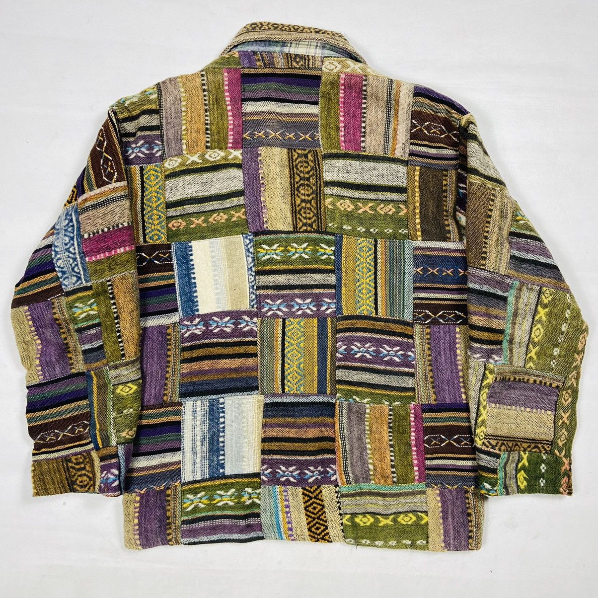 Handmade 1980s REWORKED ARCHIVE PATCHWORK HEAVY JACKET - № 2118 Size US L / EU 52-54 / 3 - 2 Thumbnail