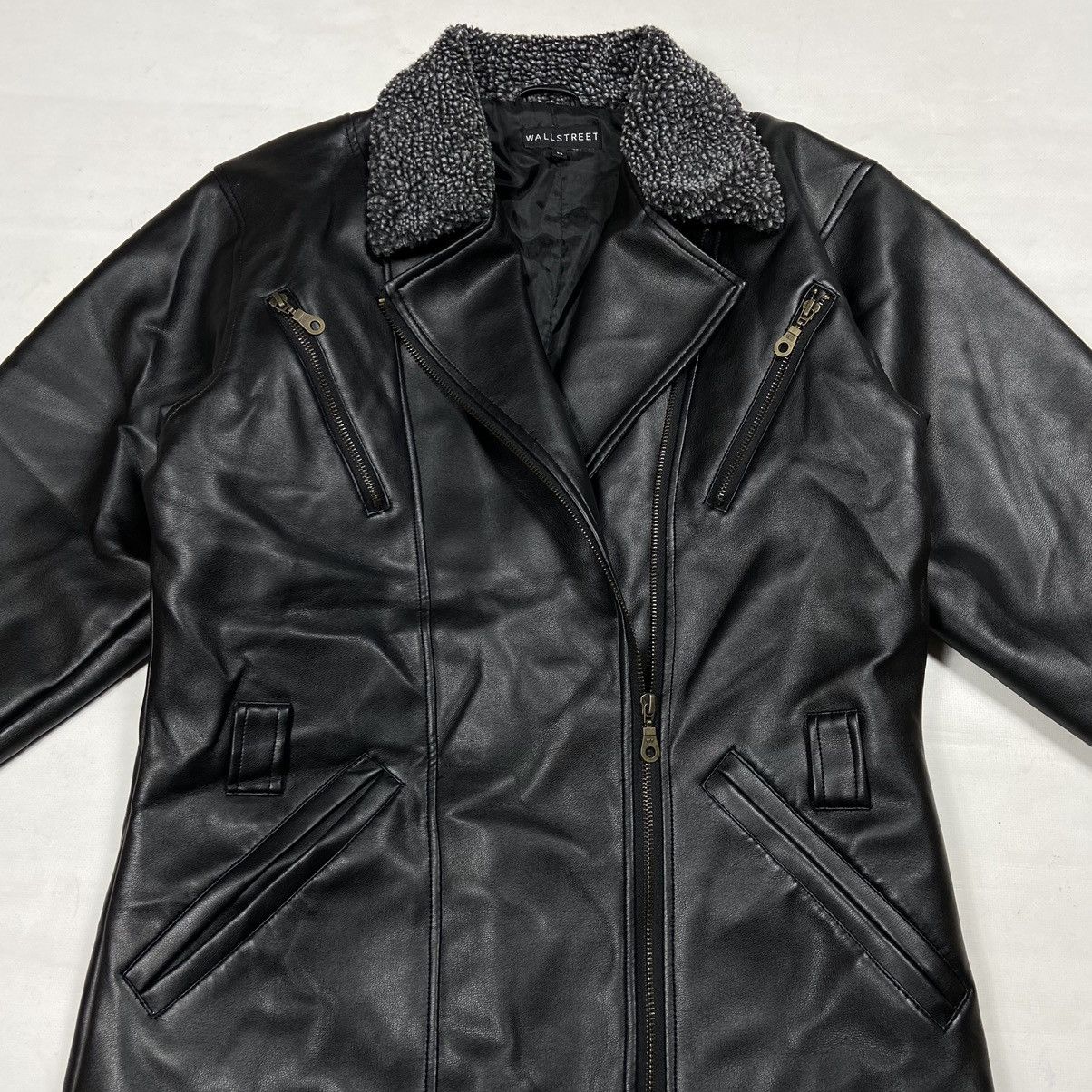 Vintage 1990s WALLSTREET RETRO BIKER SHERPA JACKET - № 2136 Size US M / EU 48-50 / 2 - 7 Thumbnail
