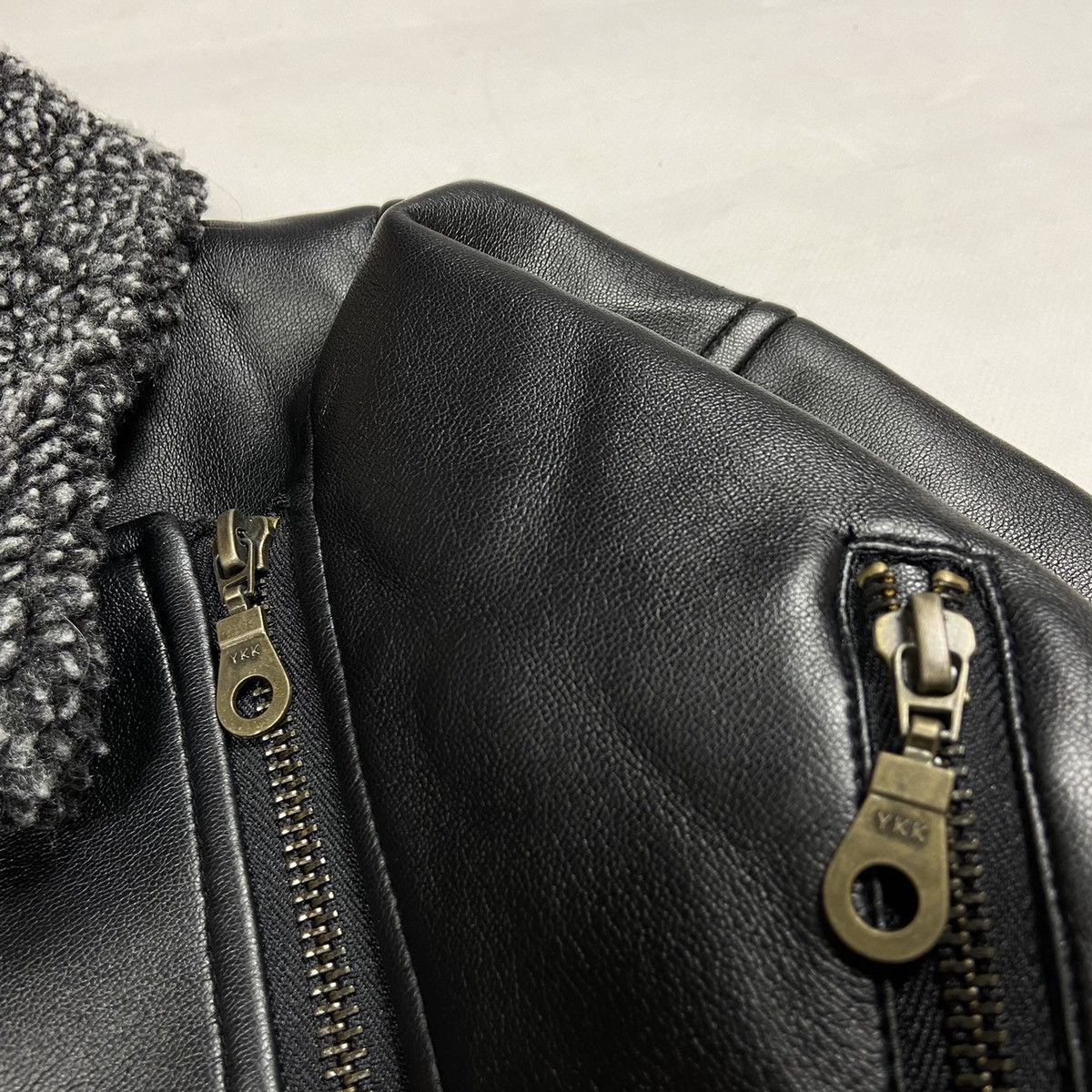 Vintage 1990s WALLSTREET RETRO BIKER SHERPA JACKET - № 2136 Size US M / EU 48-50 / 2 - 12 Thumbnail