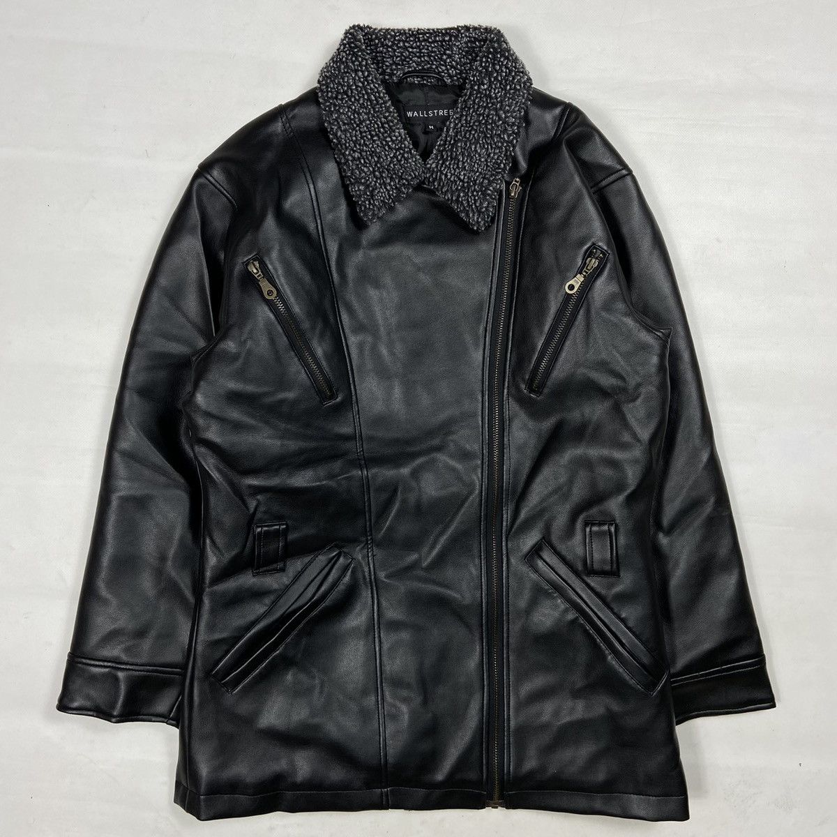 Vintage 1990s WALLSTREET RETRO BIKER SHERPA JACKET - № 2136 Size US M / EU 48-50 / 2 - 6 Thumbnail