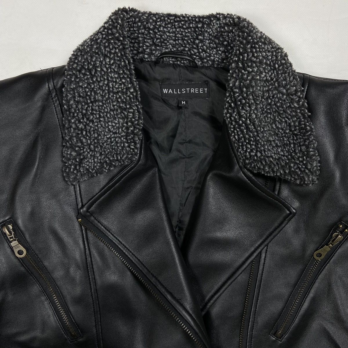 Vintage 1990s WALLSTREET RETRO BIKER SHERPA JACKET - № 2136 Size US M / EU 48-50 / 2 - 10 Thumbnail