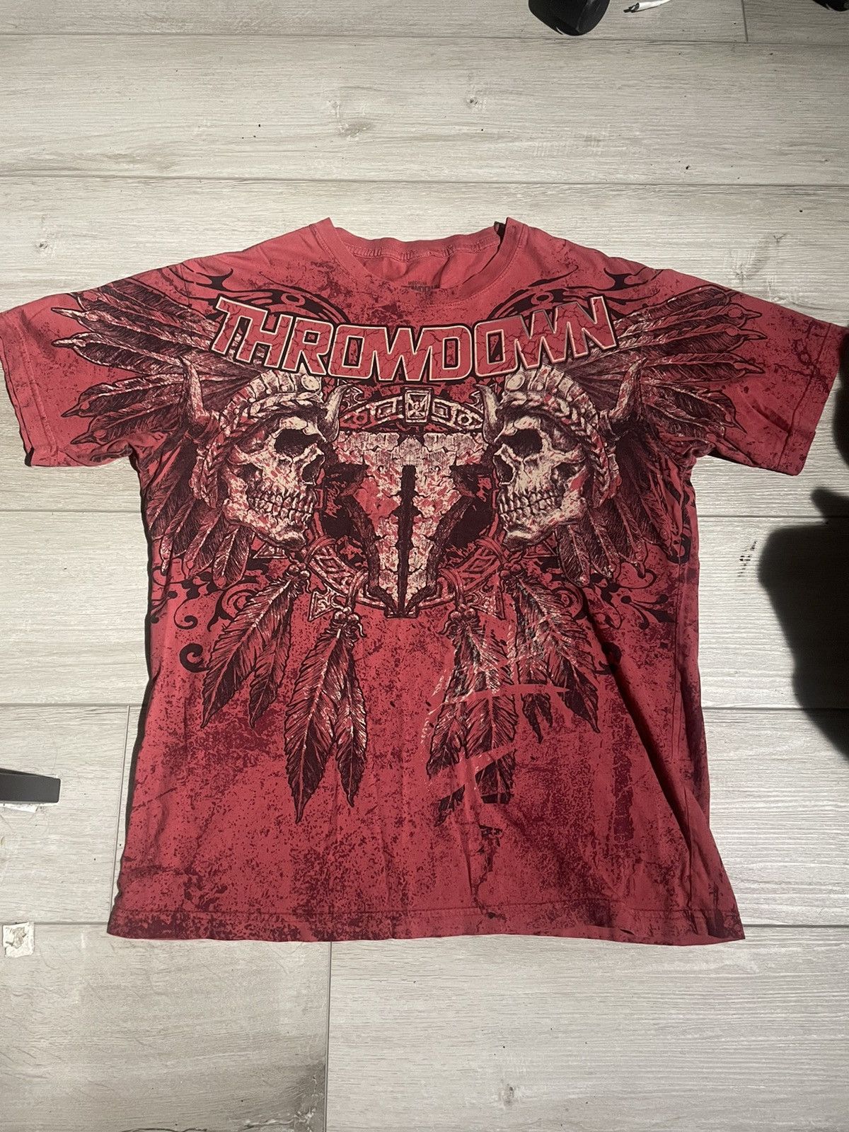 Affliction × Vintage Full Print Native Skulls And Dreamcatcher ThrowdownTee Size US M / EU 48-50 / 2 - 1 Thumbnail