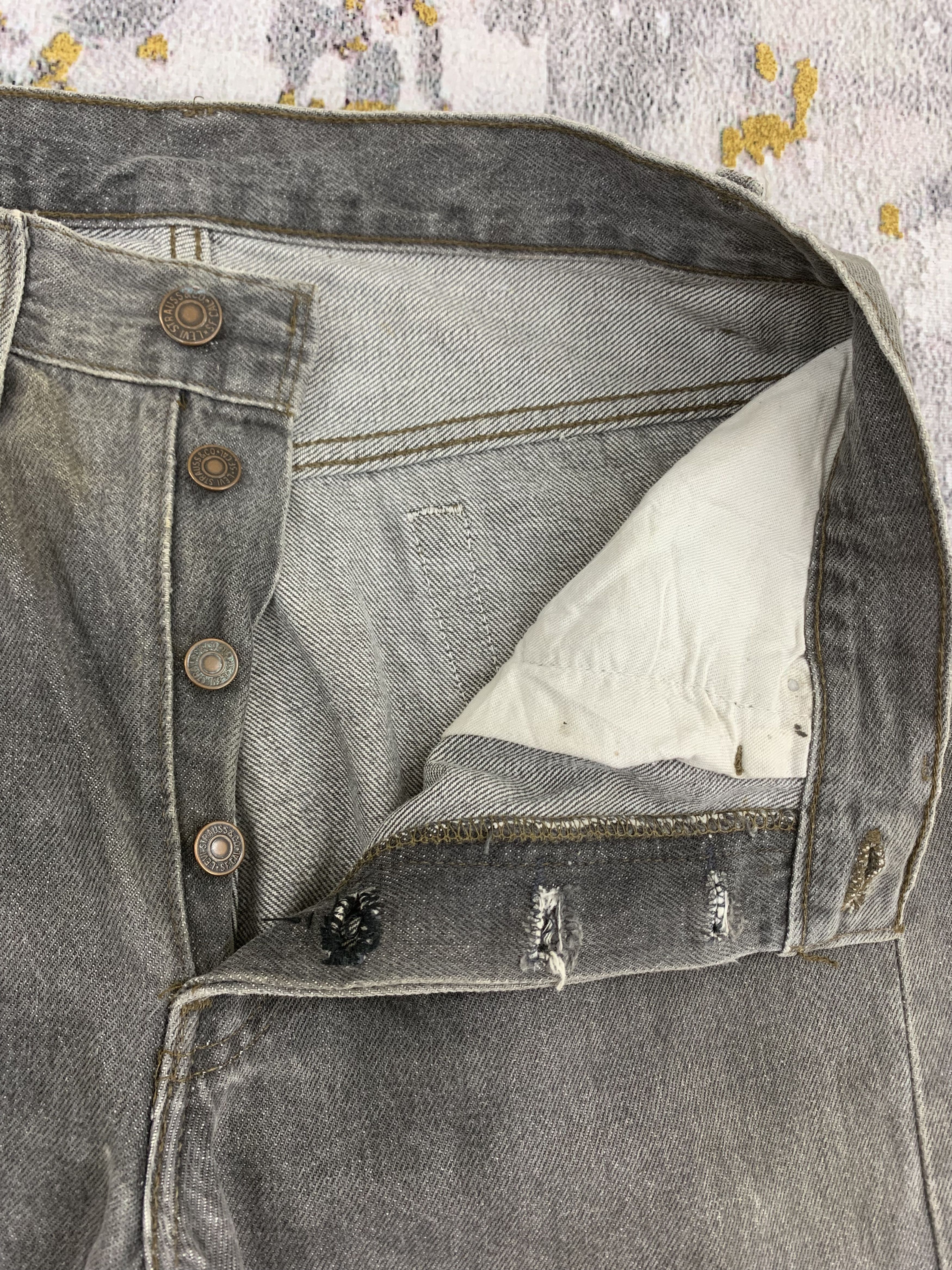 Levi's Black Faded Jeans Levi's 501 Distressed Denim Size US 28 / EU 44 - 3 Thumbnail