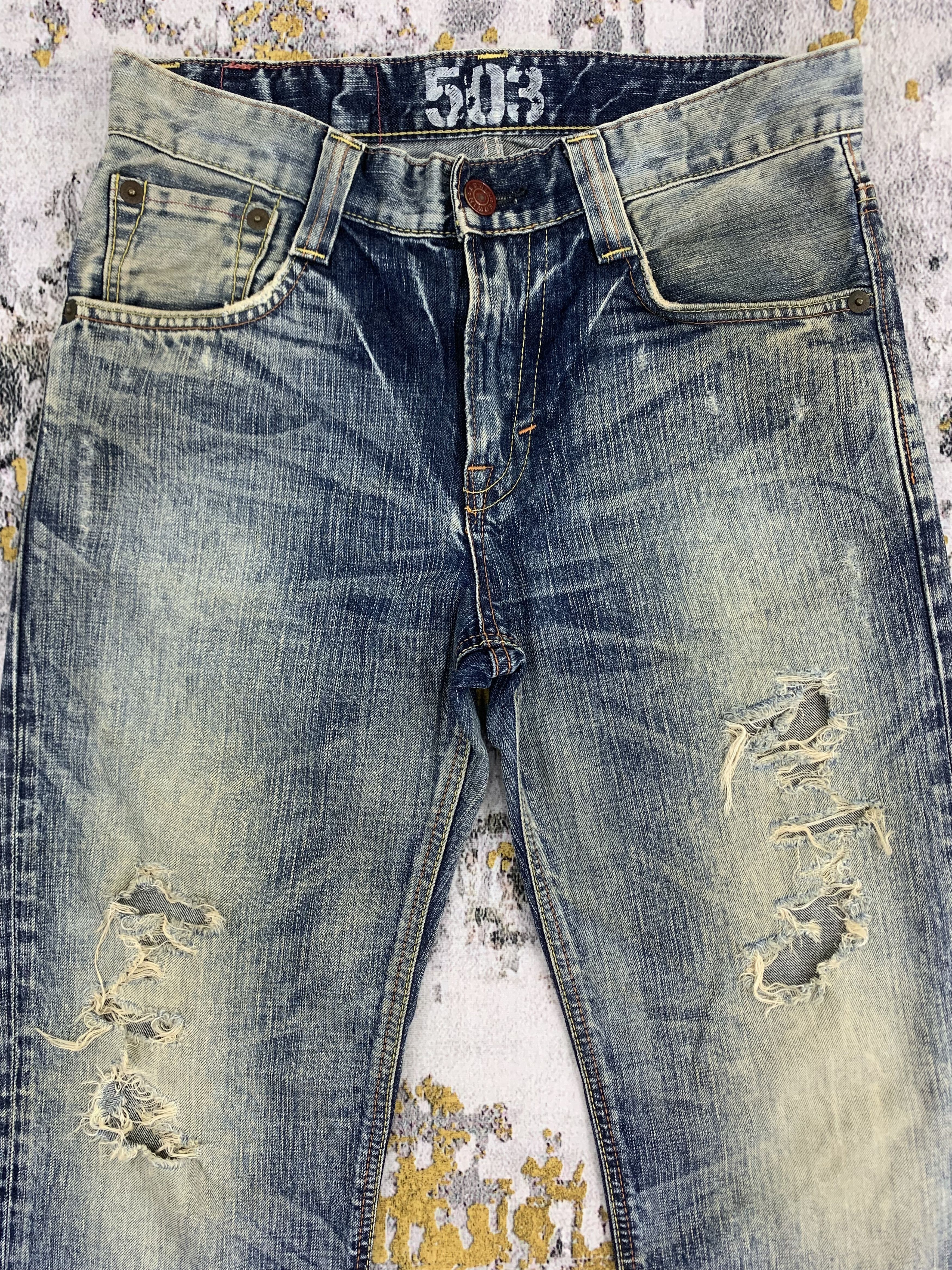 Edwin × Vintage Distressed Jeans Edwin 503 Blue Dirty Denim Size US 30 / EU 46 - 2 Thumbnail