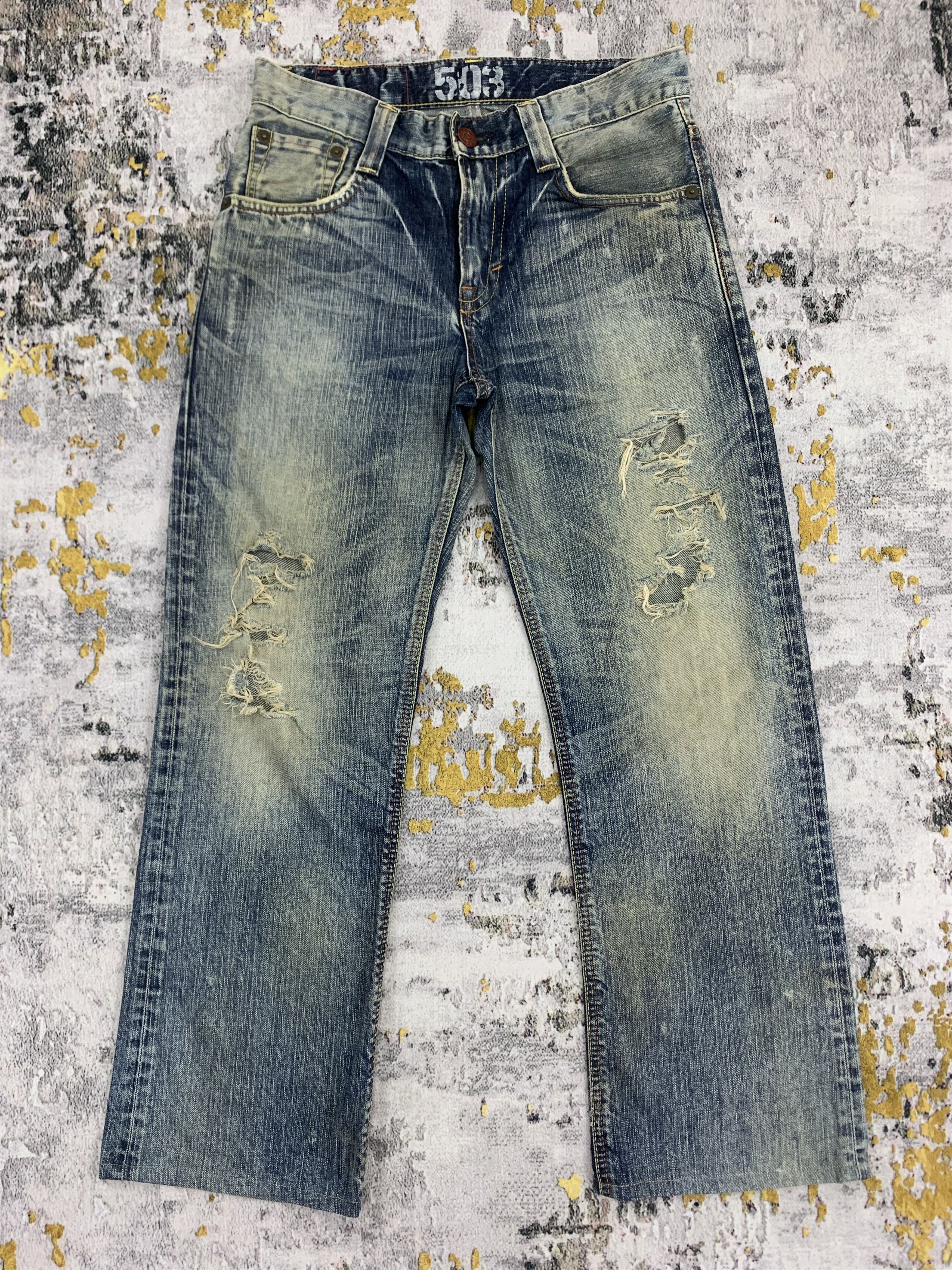 Edwin × Vintage Distressed Jeans Edwin 503 Blue Dirty Denim Size US 30 / EU 46 - 1 Thumbnail