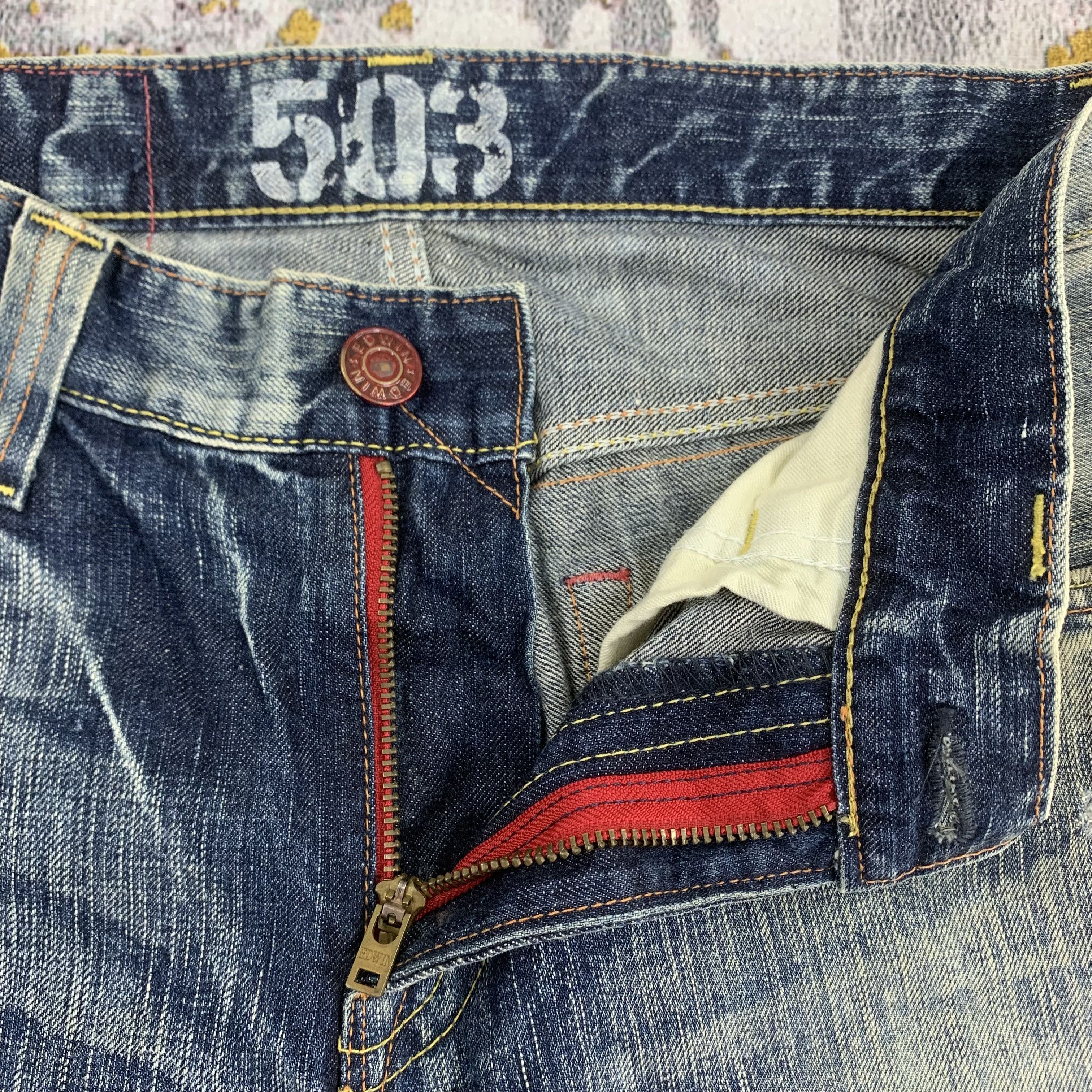 Edwin × Vintage Distressed Jeans Edwin 503 Blue Dirty Denim Size US 30 / EU 46 - 3 Thumbnail