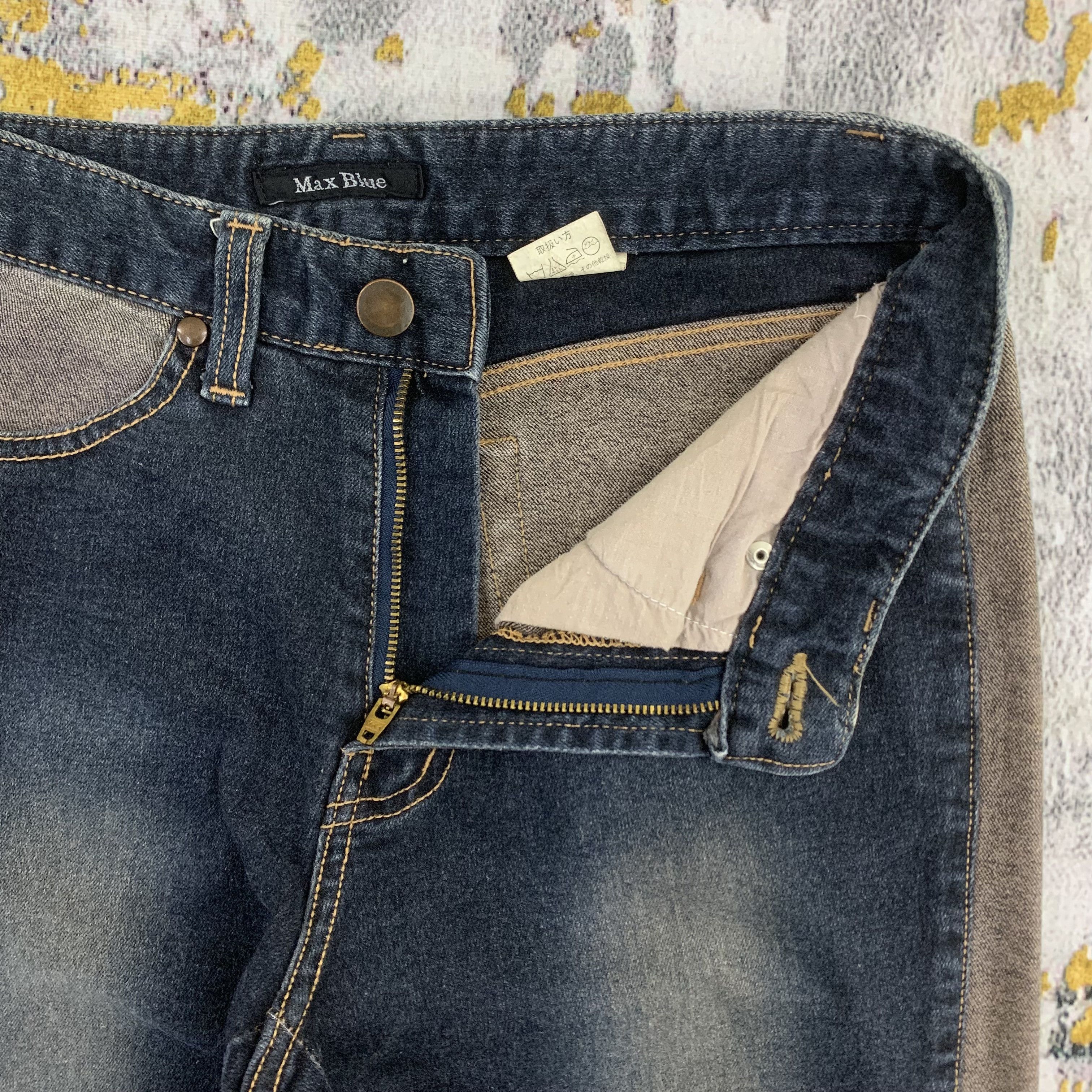 Japanese Brand Flared Denim Max Blue Two Tone Color Pants Size US 26 / EU 42 - 3 Thumbnail