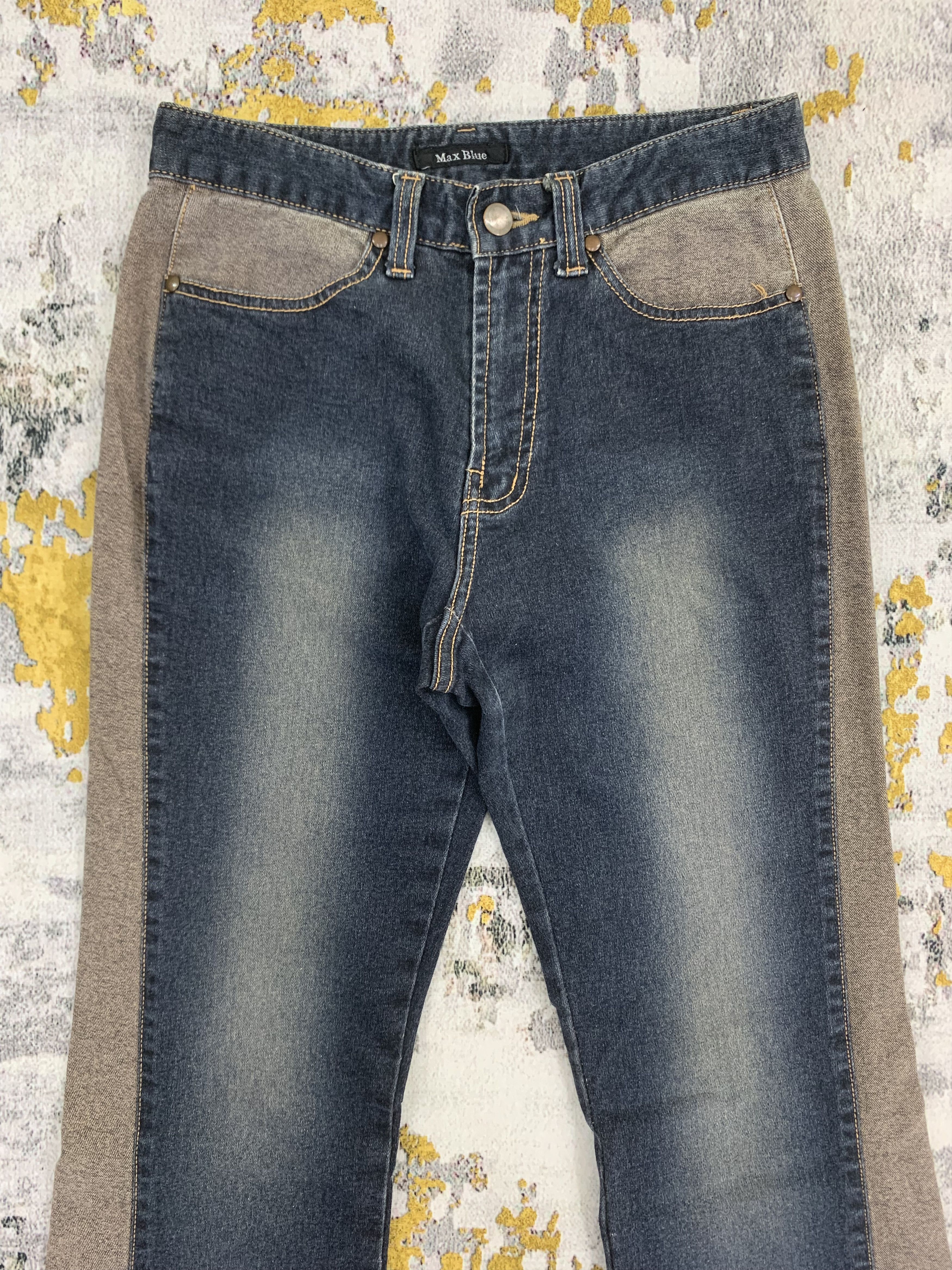 Japanese Brand Flared Denim Max Blue Two Tone Color Pants Size US 26 / EU 42 - 2 Thumbnail