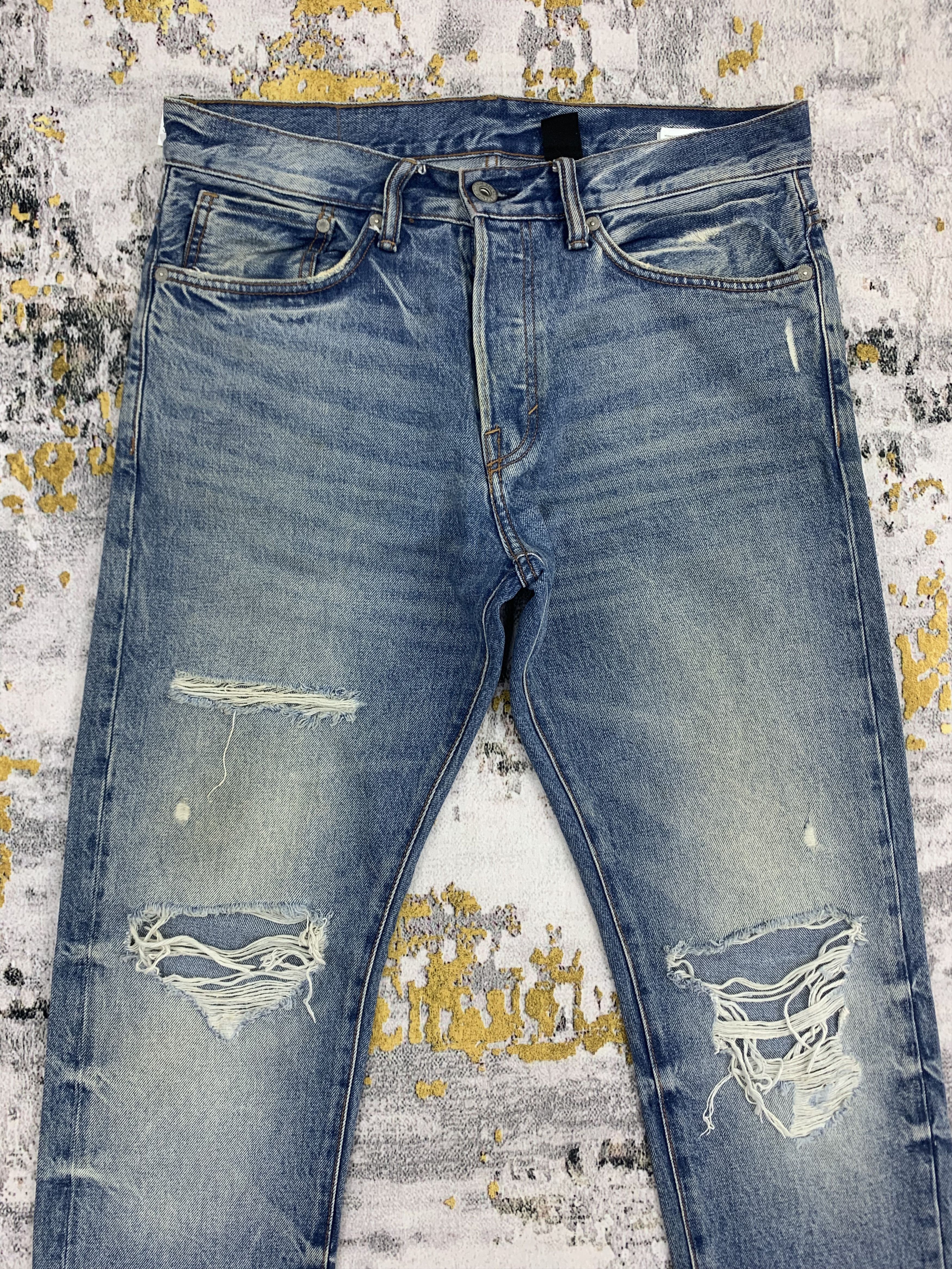 Japanese Brand Distressed Denim Blue Jeans Ripped Pants Size US 34 / EU 50 - 2 Thumbnail