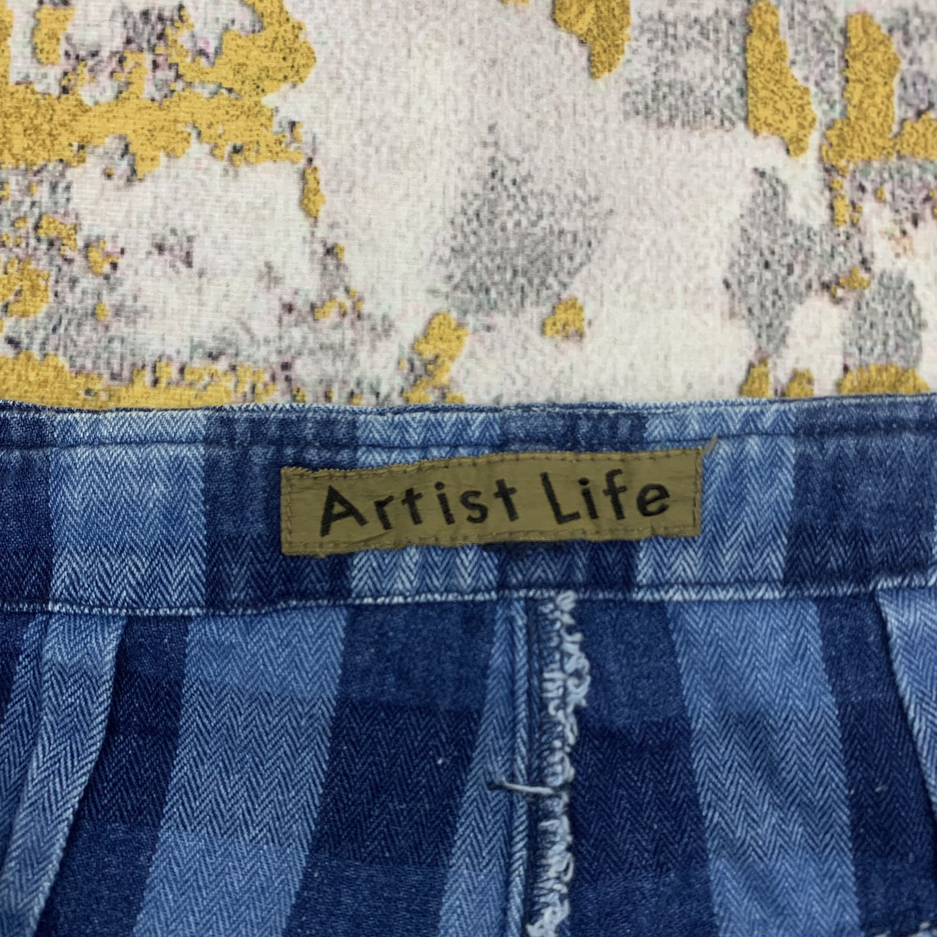 Japanese Brand × Vintage Stripe Pants Artist Life Blue Denim Size US 28 / EU 44 - 4 Thumbnail