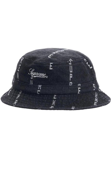 Supreme Supreme Logo Stripe Jacquard Denim Crusher BLACK M/L | Grailed