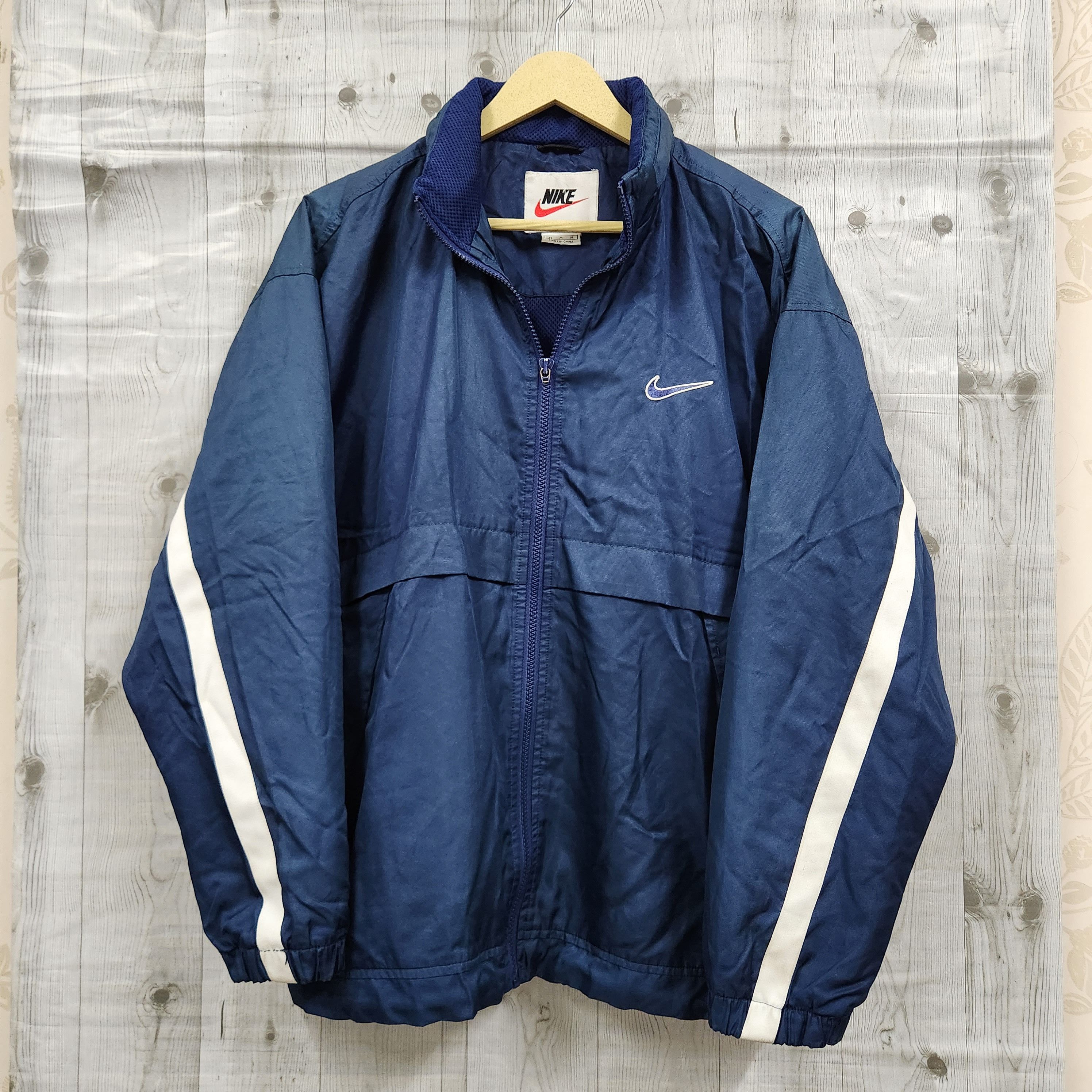 Nike × Vintage Nike Sweater Mesh Jacket Vintage Centre Swoosh Waterproof Size US L / EU 52-54 / 3 - 1 Thumbnail