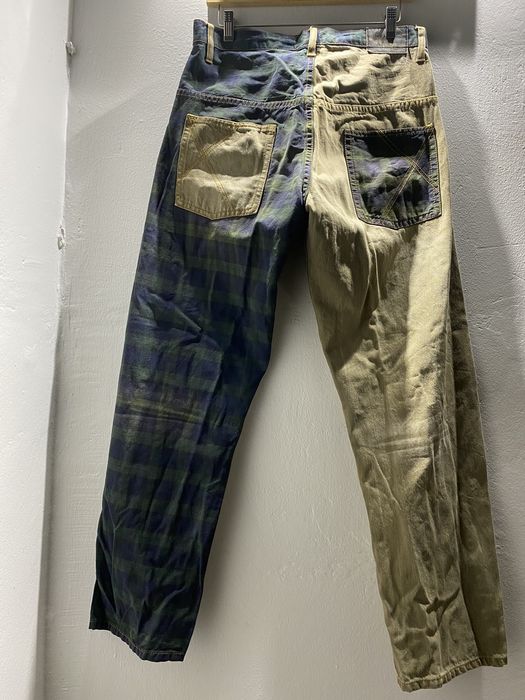 Japanese Brand East Twentybox Half Plaid Jeans | Grailed