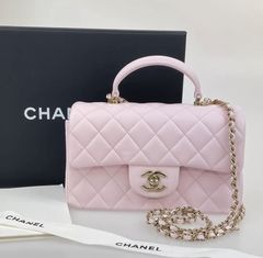 Chanel 22A Rare Blue Quilted Satin Mini Classic Flap GHW 9c118