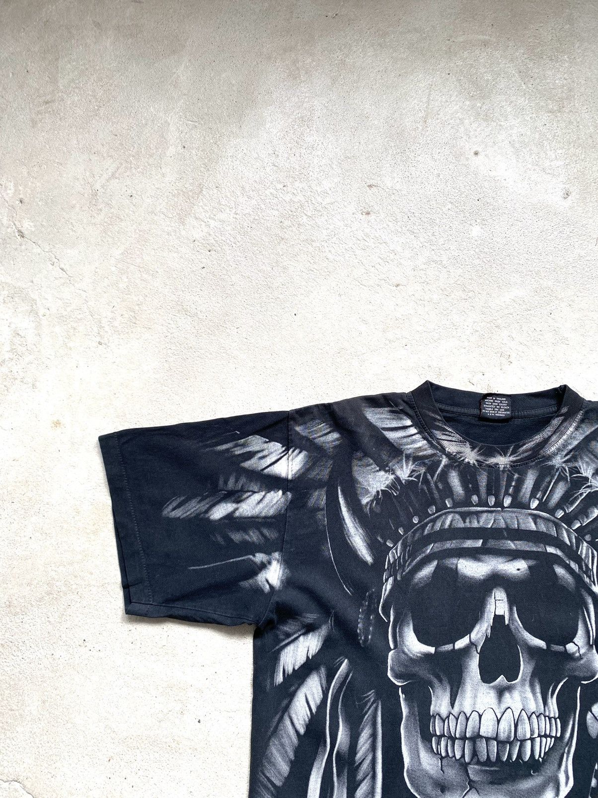 Band Tees Rare! 90’s Vintage Indians Skull T Shirt Print All Over Me Size US L / EU 52-54 / 3 - 3 Thumbnail