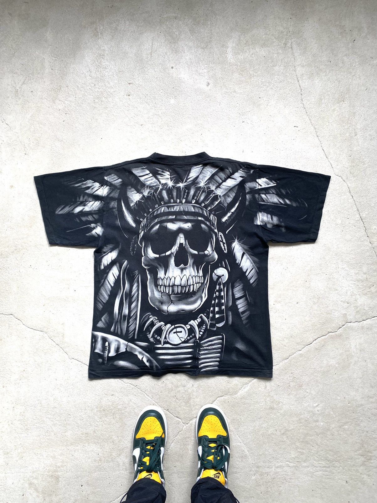 Band Tees Rare! 90’s Vintage Indians Skull T Shirt Print All Over Me Size US L / EU 52-54 / 3 - 10 Thumbnail