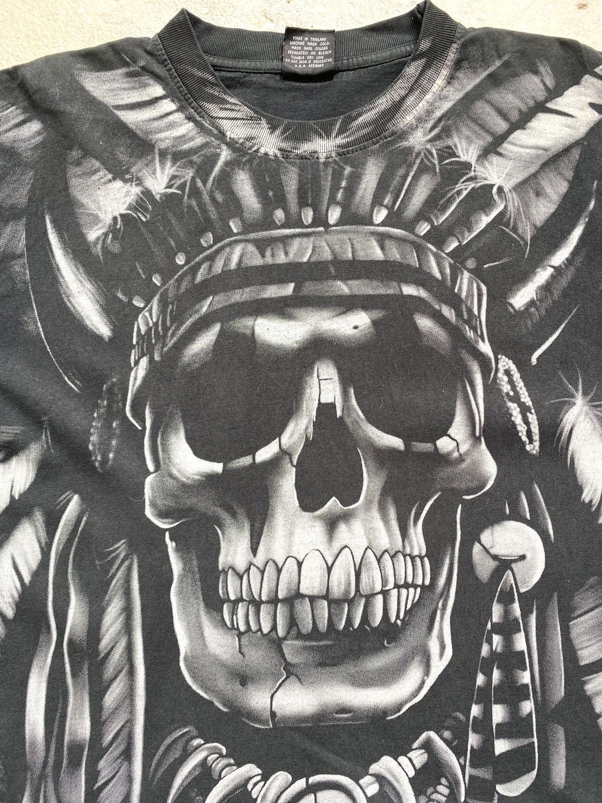 Band Tees Rare! 90’s Vintage Indians Skull T Shirt Print All Over Me Size US L / EU 52-54 / 3 - 5 Thumbnail