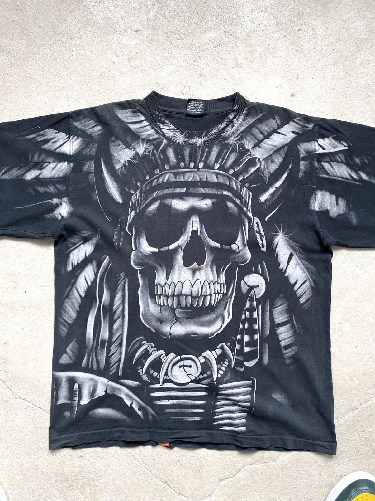 Band Tees Rare! 90’s Vintage Indians Skull T Shirt Print All Over Me Size US L / EU 52-54 / 3 - 2 Thumbnail
