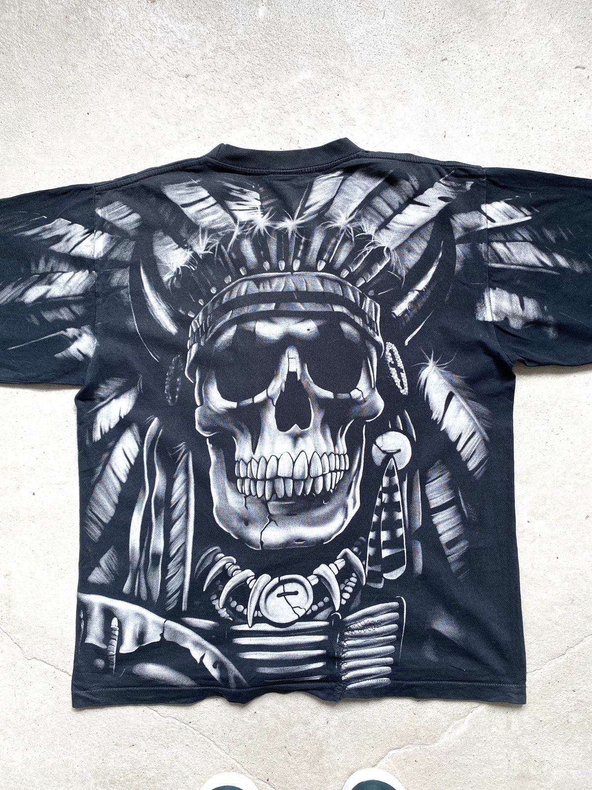 Band Tees Rare! 90’s Vintage Indians Skull T Shirt Print All Over Me Size US L / EU 52-54 / 3 - 11 Thumbnail