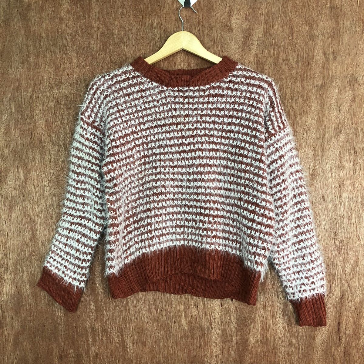 DLL Lips White Brown fur Mohair Shag Shaggy knitwear #c322