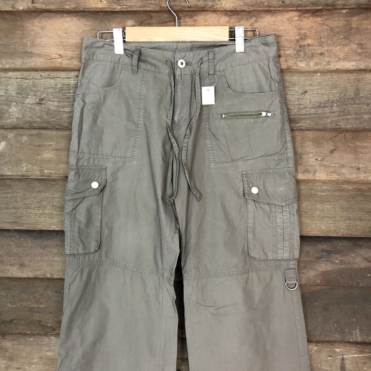 Japanese Brand D Olive De Olive Grey multipocket tactical Cargo Pants #2362 Size US 30 / EU 46 - 2 Thumbnail