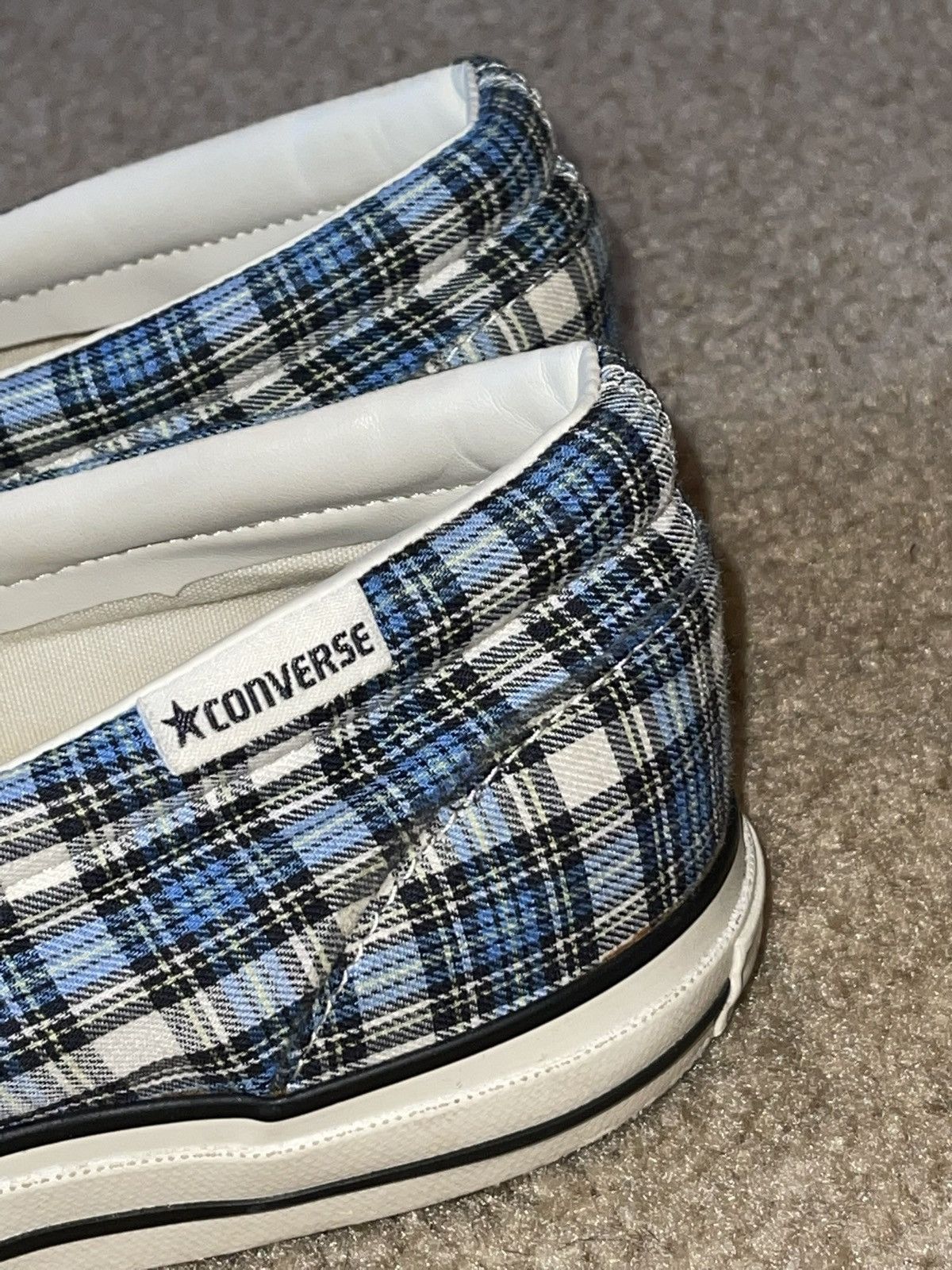 Converse Vintage Blue Plaid Converse Slip Ons Size US 12 / EU 45 - 6 Thumbnail