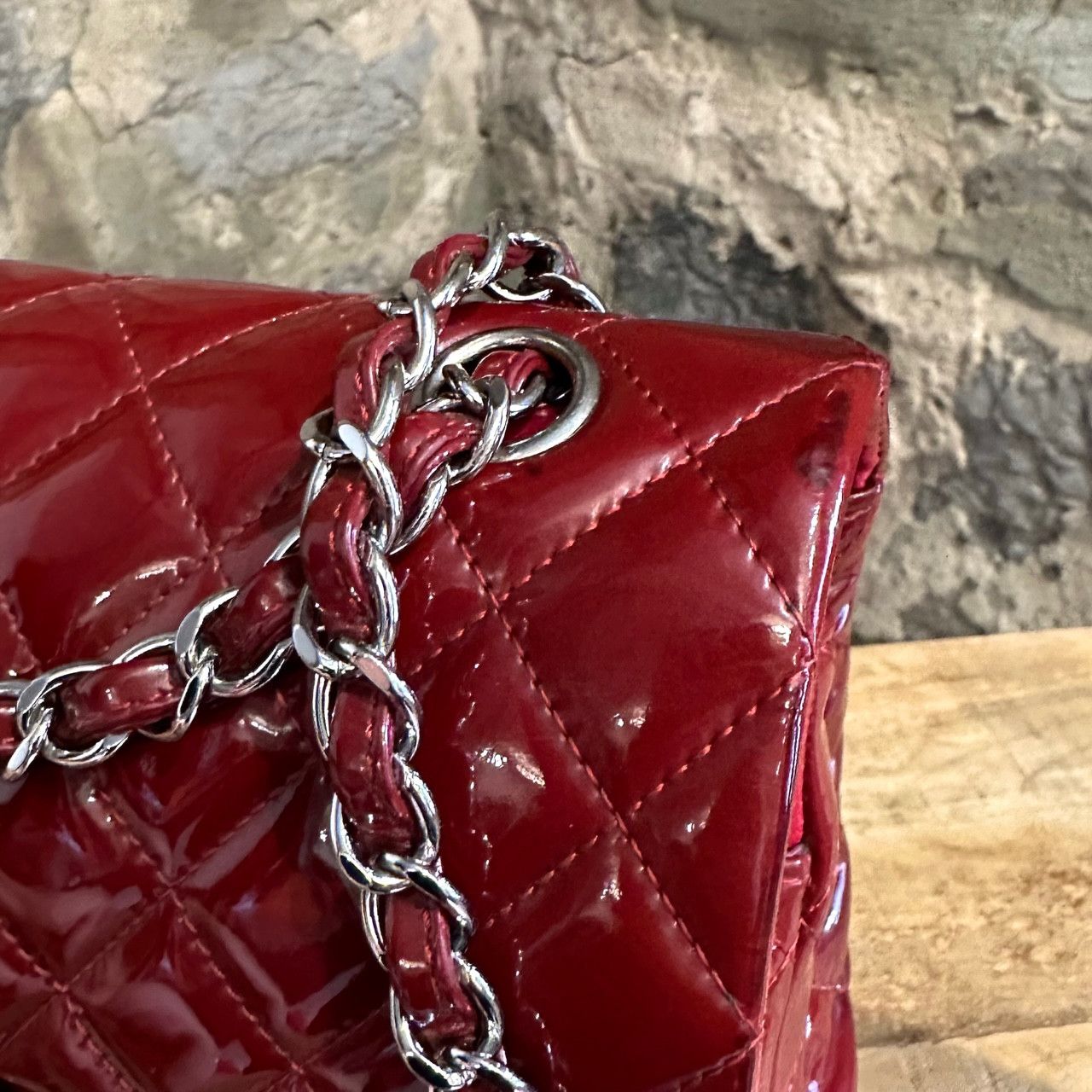 Chanel Chanel Red Quilted Patent Medium Classique Double Flap Bag Size ONE SIZE - 4 Thumbnail
