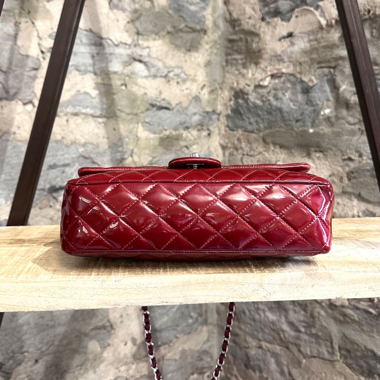 Chanel Chanel Red Quilted Patent Medium Classique Double Flap Bag Size ONE SIZE - 9 Thumbnail