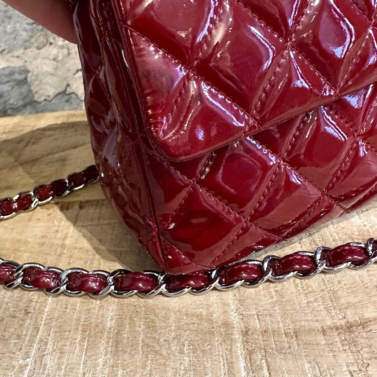 Chanel Chanel Red Quilted Patent Medium Classique Double Flap Bag Size ONE SIZE - 3 Thumbnail