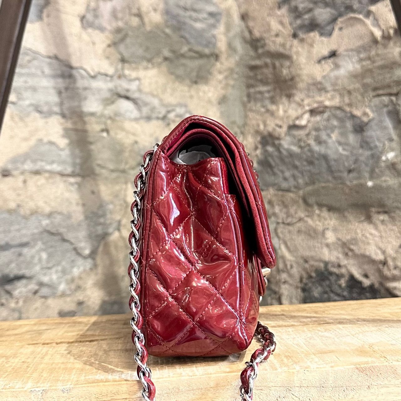 Chanel Chanel Red Quilted Patent Medium Classique Double Flap Bag Size ONE SIZE - 8 Thumbnail