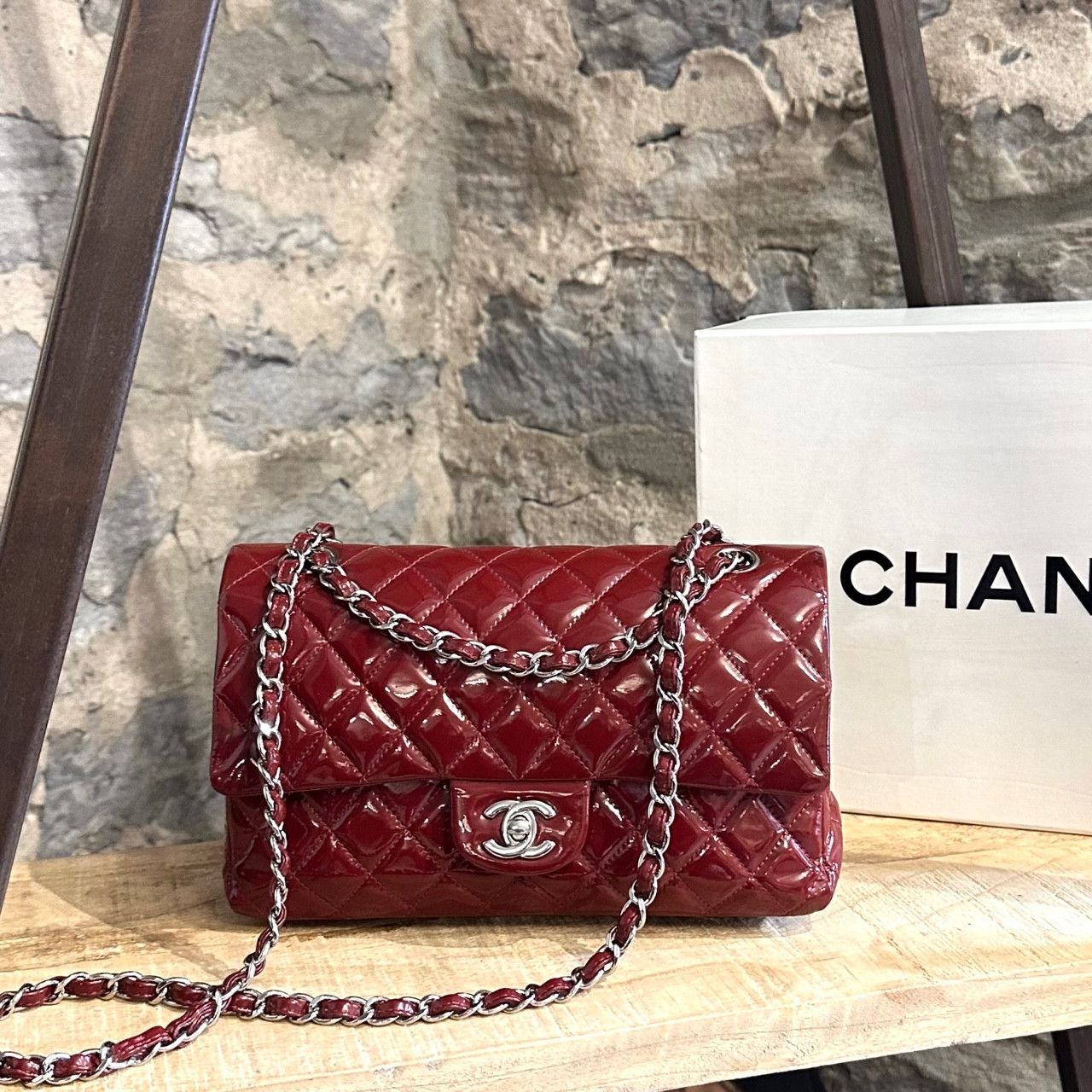 Chanel Chanel Red Quilted Patent Medium Classique Double Flap Bag Size ONE SIZE - 1 Thumbnail