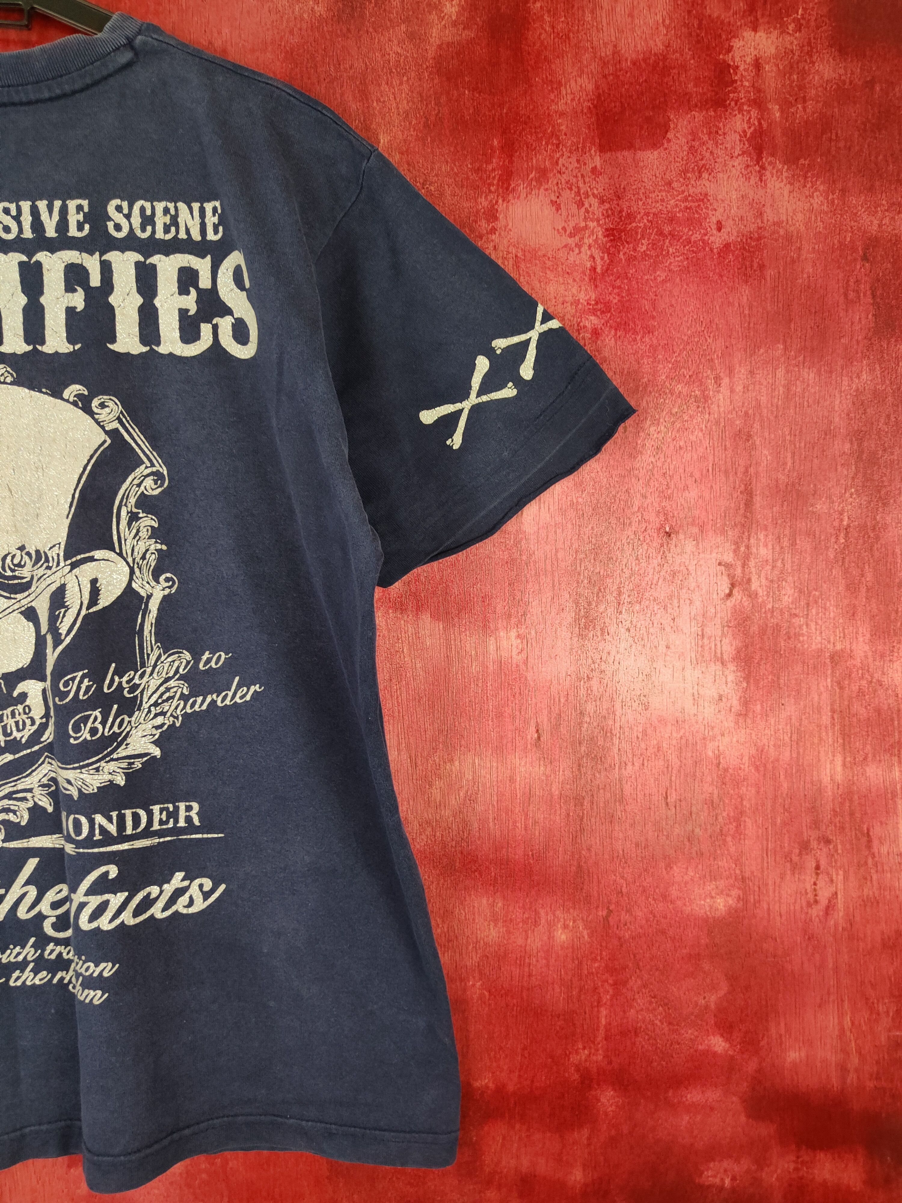 Seditionaries × Vintage Original Remake Gear skull worn Dark Blue faded tee #5914 Size US L / EU 52-54 / 3 - 5 Thumbnail