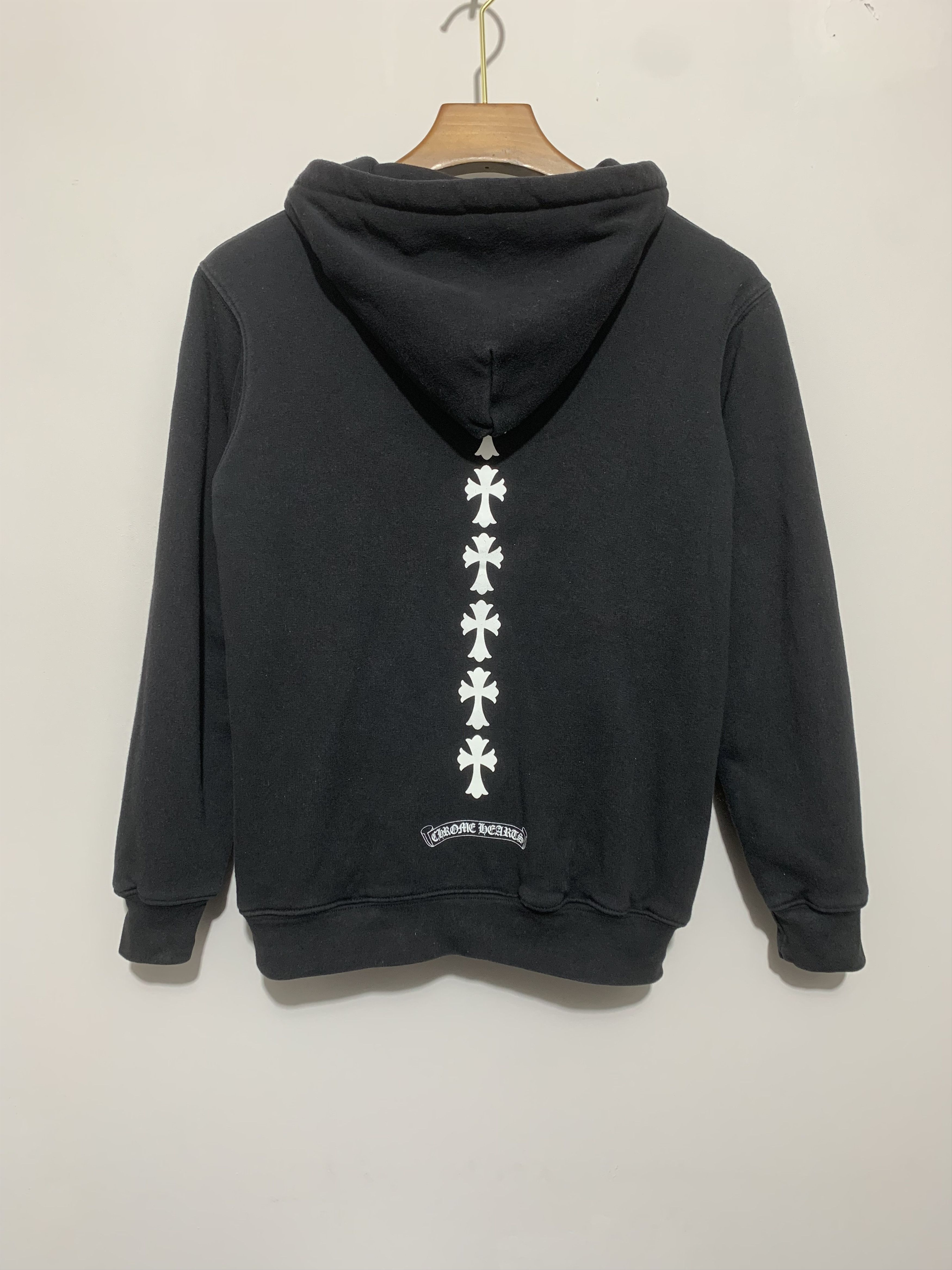 image of Chrome Vintage Chrome Hearts Hoodie in Black, Men's (Size Small)