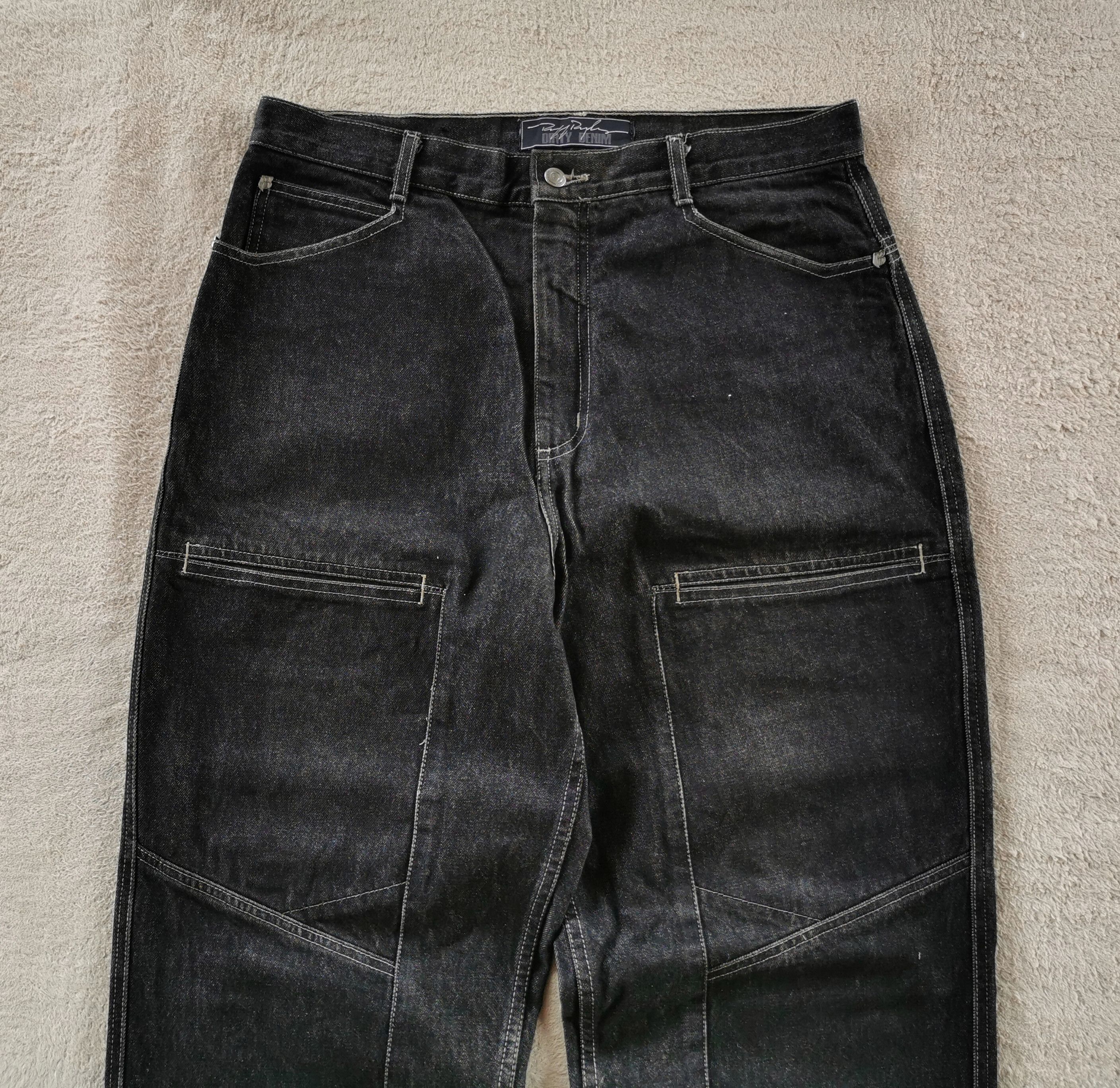 image of Jnco x Ruff Ryders Vintage Ruff Ryders Dirty Denim Baggy Jeans Dmx in Black Denim, Men's (Size 35)