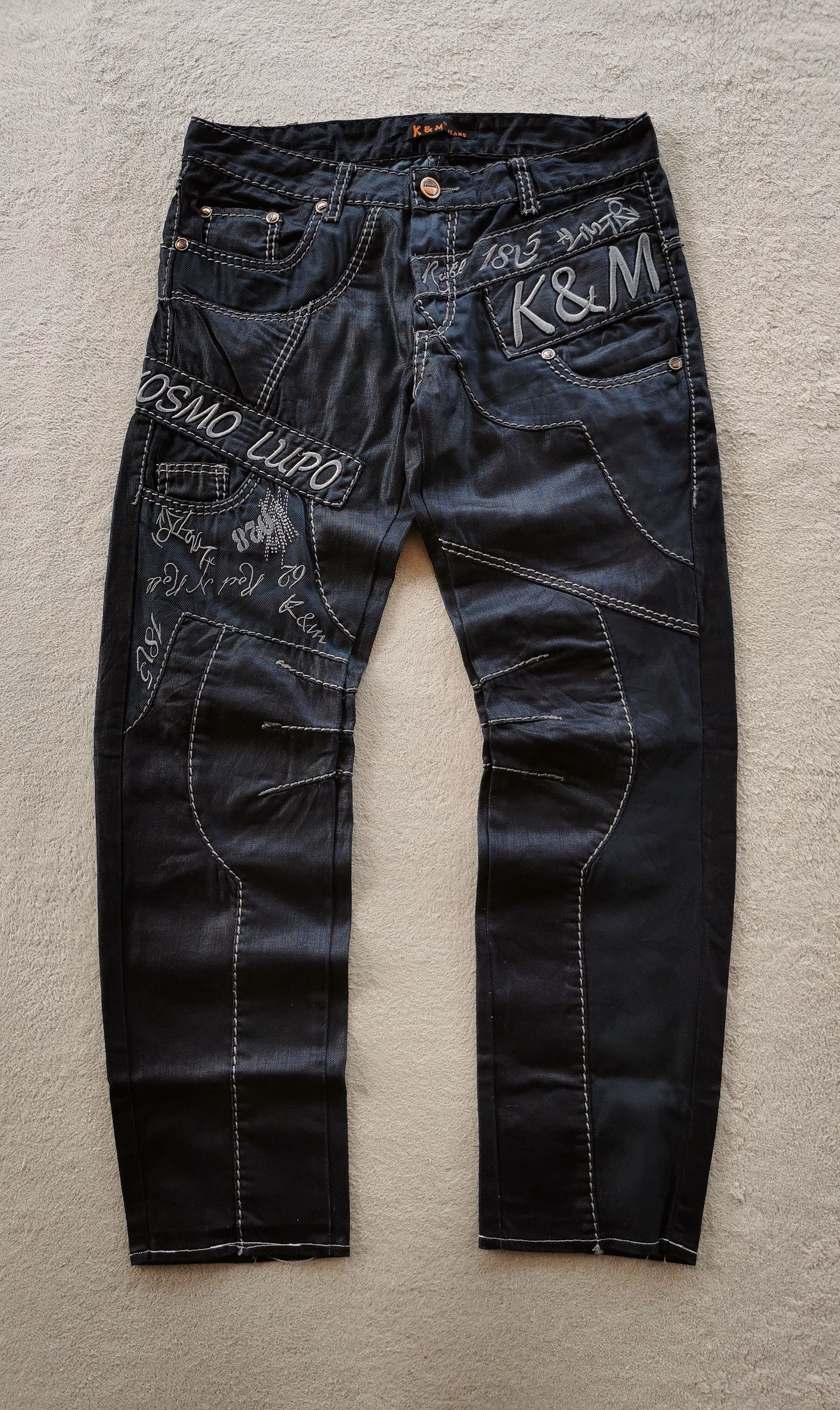 Vintage Kosmo Lupo Embroidery Jeans Size US 33 - 1 Thumbnail
