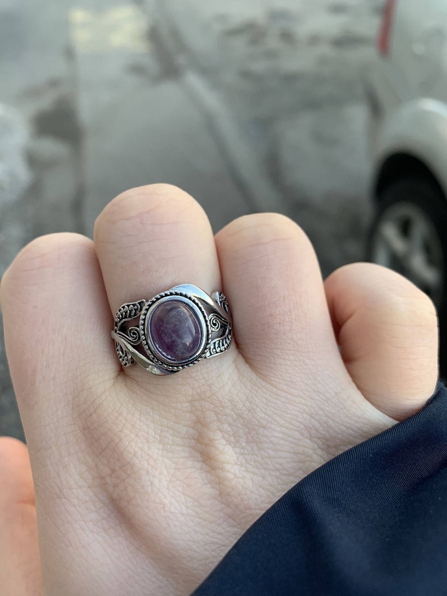 Jewelry Amethyst Gemstone Ring Size ONE SIZE - 1 Thumbnail