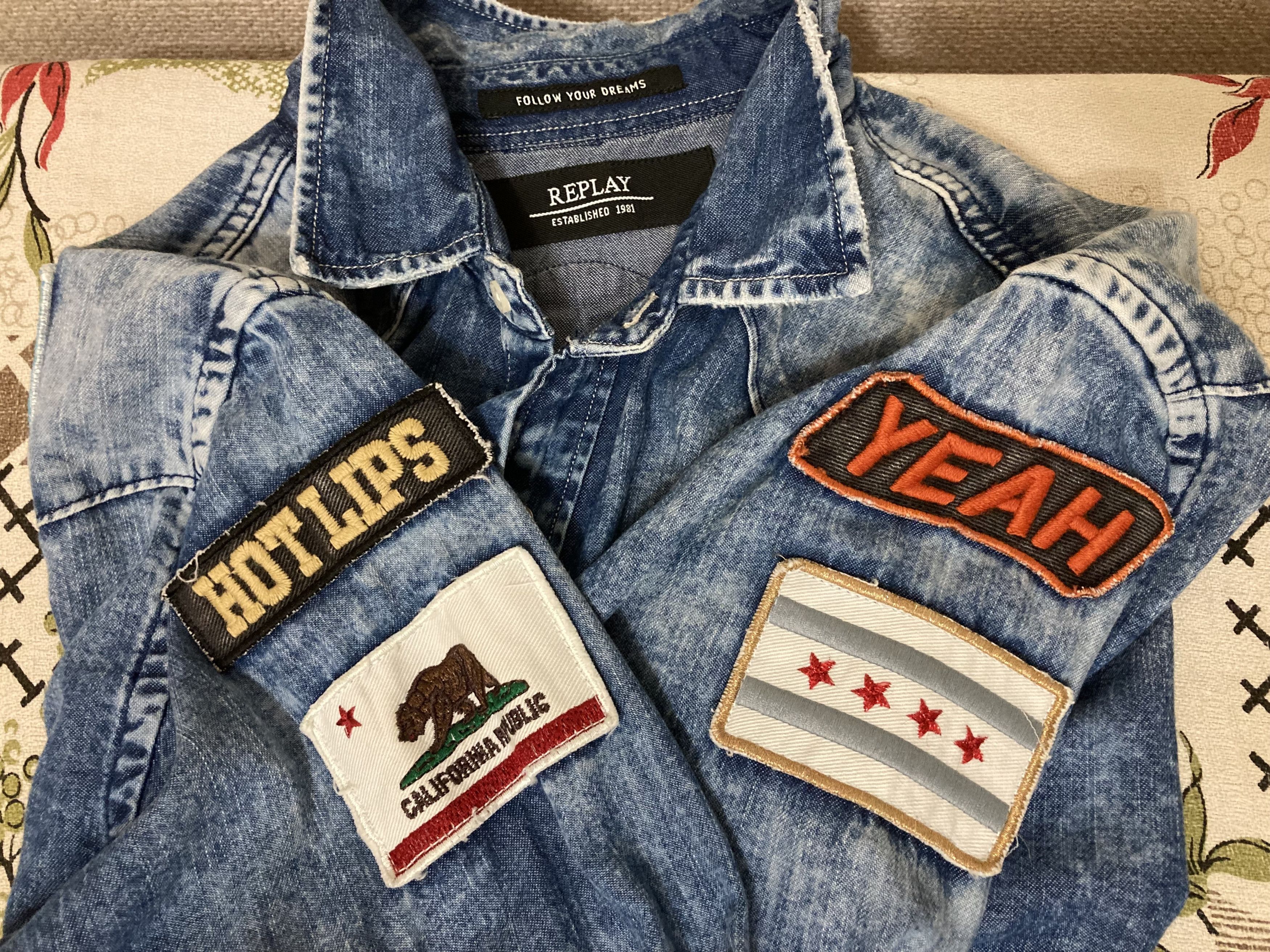 Replay × Vintage Replay Denim Military With Patches Shirt Size US L / EU 52-54 / 3 - 5 Thumbnail