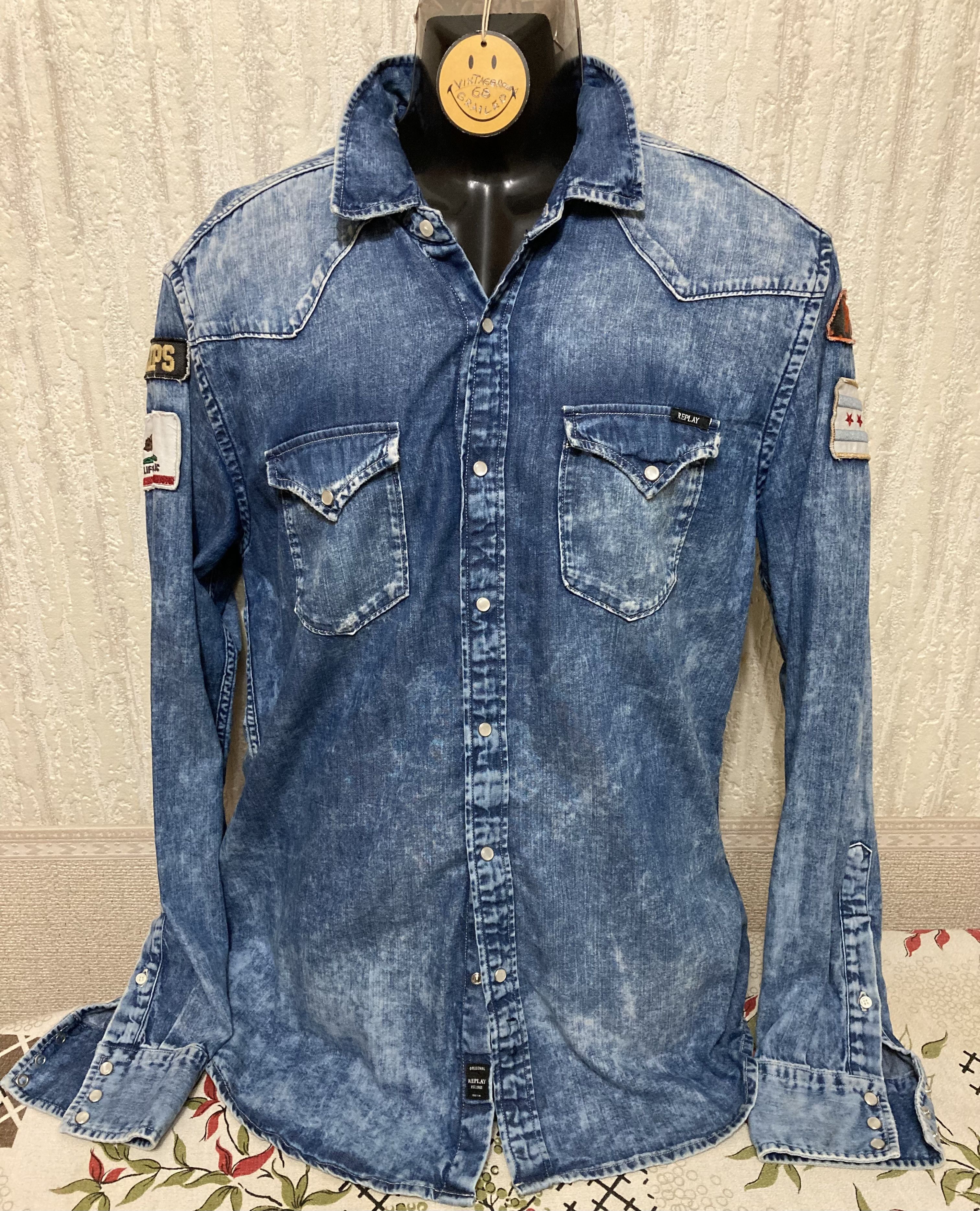 Replay × Vintage Replay Denim Military With Patches Shirt Size US L / EU 52-54 / 3 - 1 Thumbnail