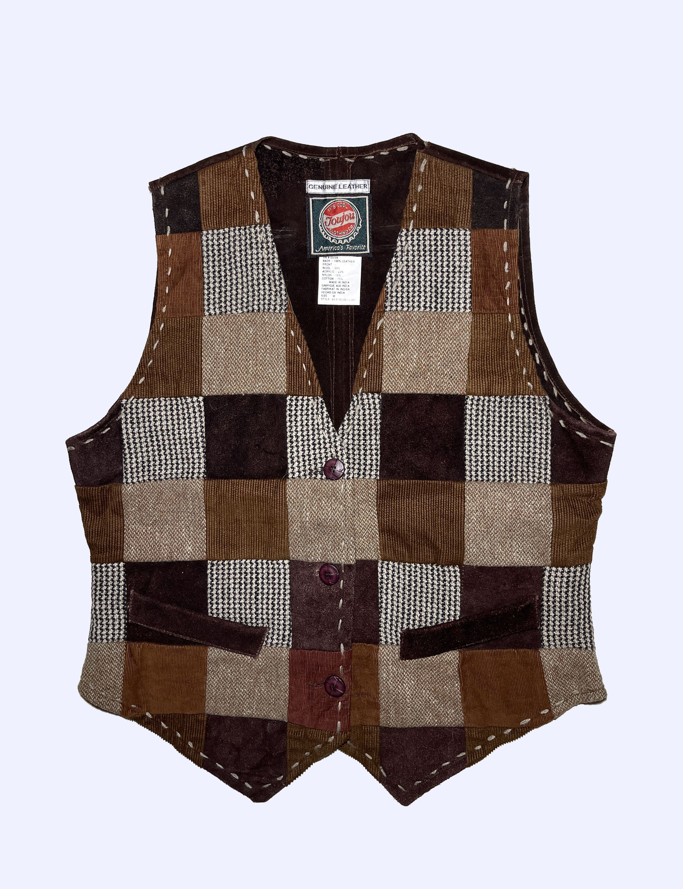 Vintage Patchwork Heritage Leather Navajo American Style Vest Size US S / EU 44-46 / 1 - 1 Thumbnail