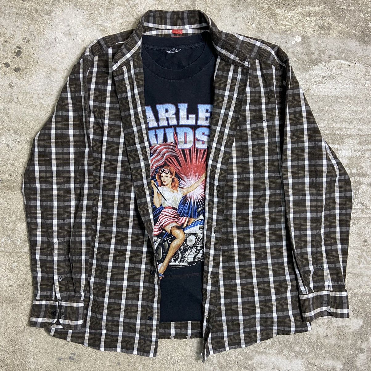 Vintage 1990s RETRO PUNK CHECKERED FLANNEL OVERSHIRT - LOT № 1045 Size US XL / EU 56 / 4 - 1 Thumbnail