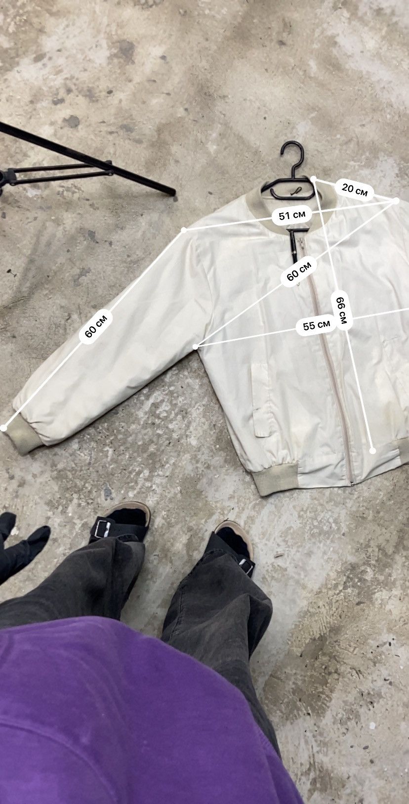 Other BAGGY 1980s CREAM NYLON VINTAGE RARE BOMBER JACKET - № 2061 Size US L / EU 52-54 / 3 - 5 Thumbnail