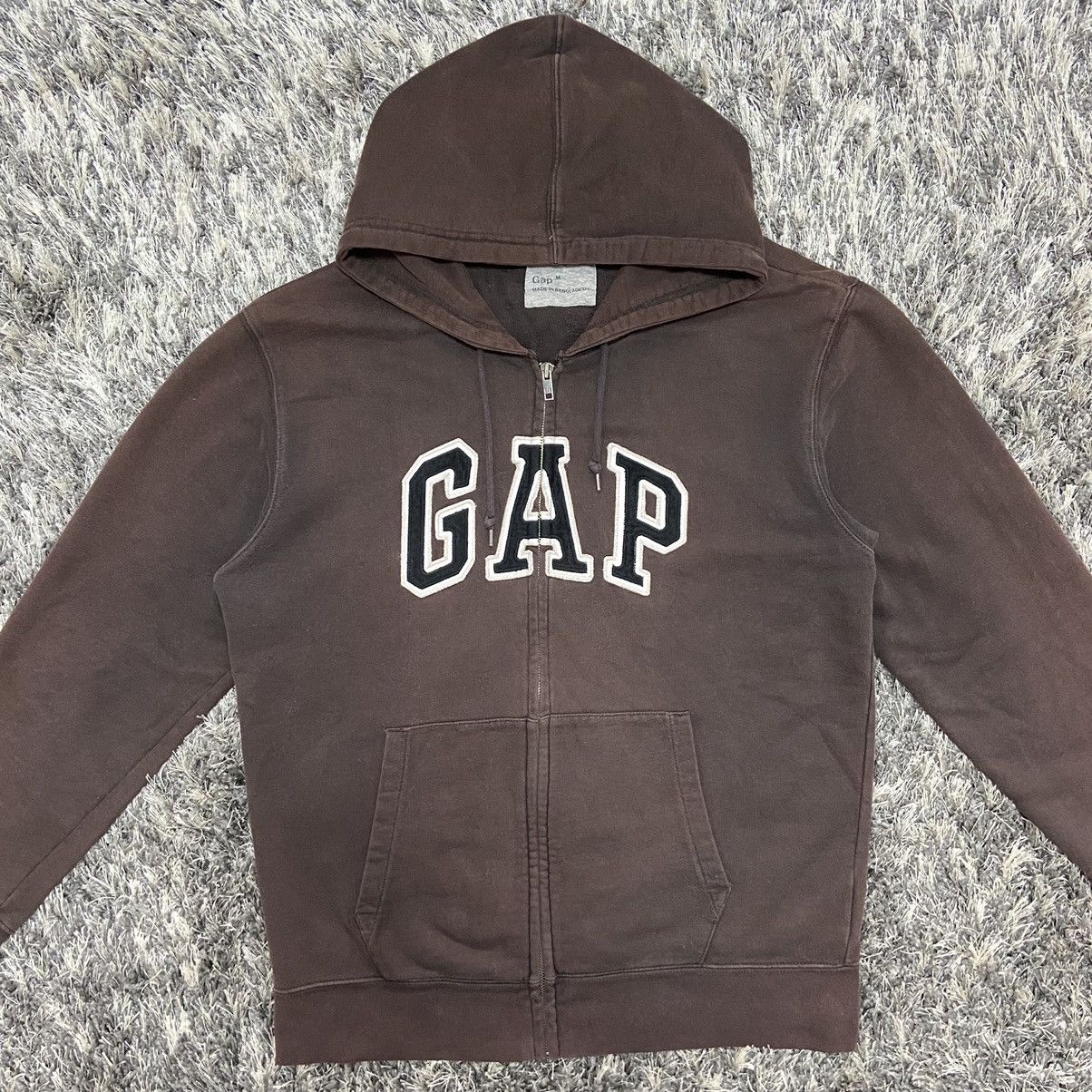 Gap 2000s GAP SUN FADED DISTRESSED RARE BROWN ZIP HOODIE № 1001 Size US L / EU 52-54 / 3 - 5 Thumbnail